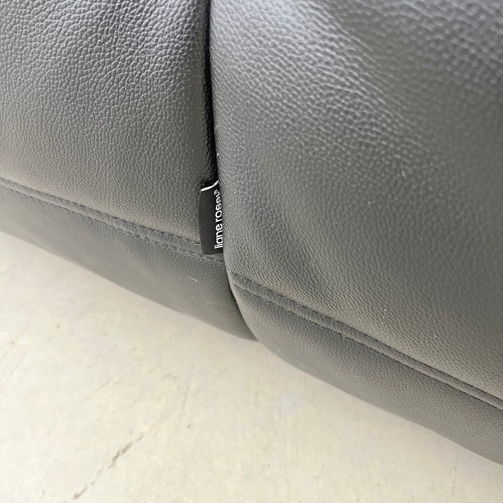 Black Leather 3 Seater Togo Sofa