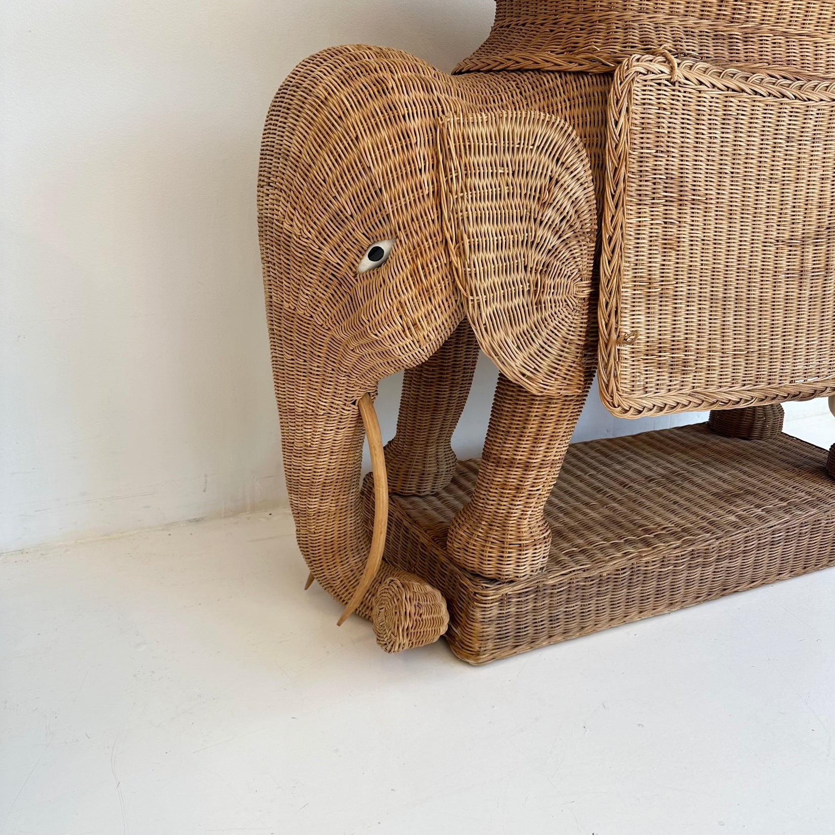 Wicker and Rattan Elephant Console Table