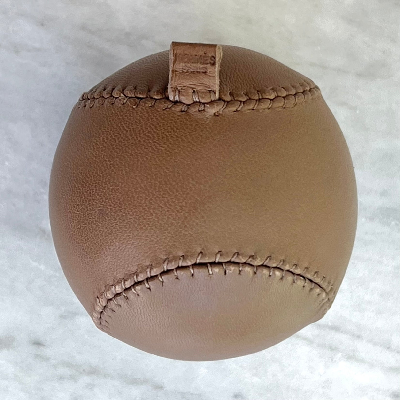 Hermès Anti-Stress Ball in Tan Leather, 2000s France