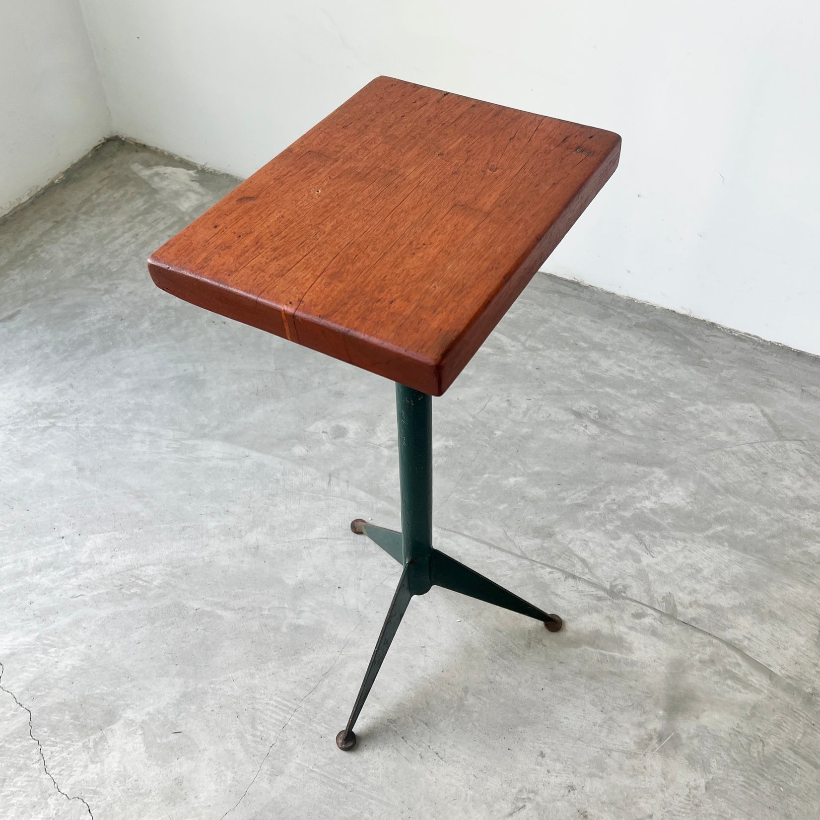 Prouve Style Wood and Metal Side Table