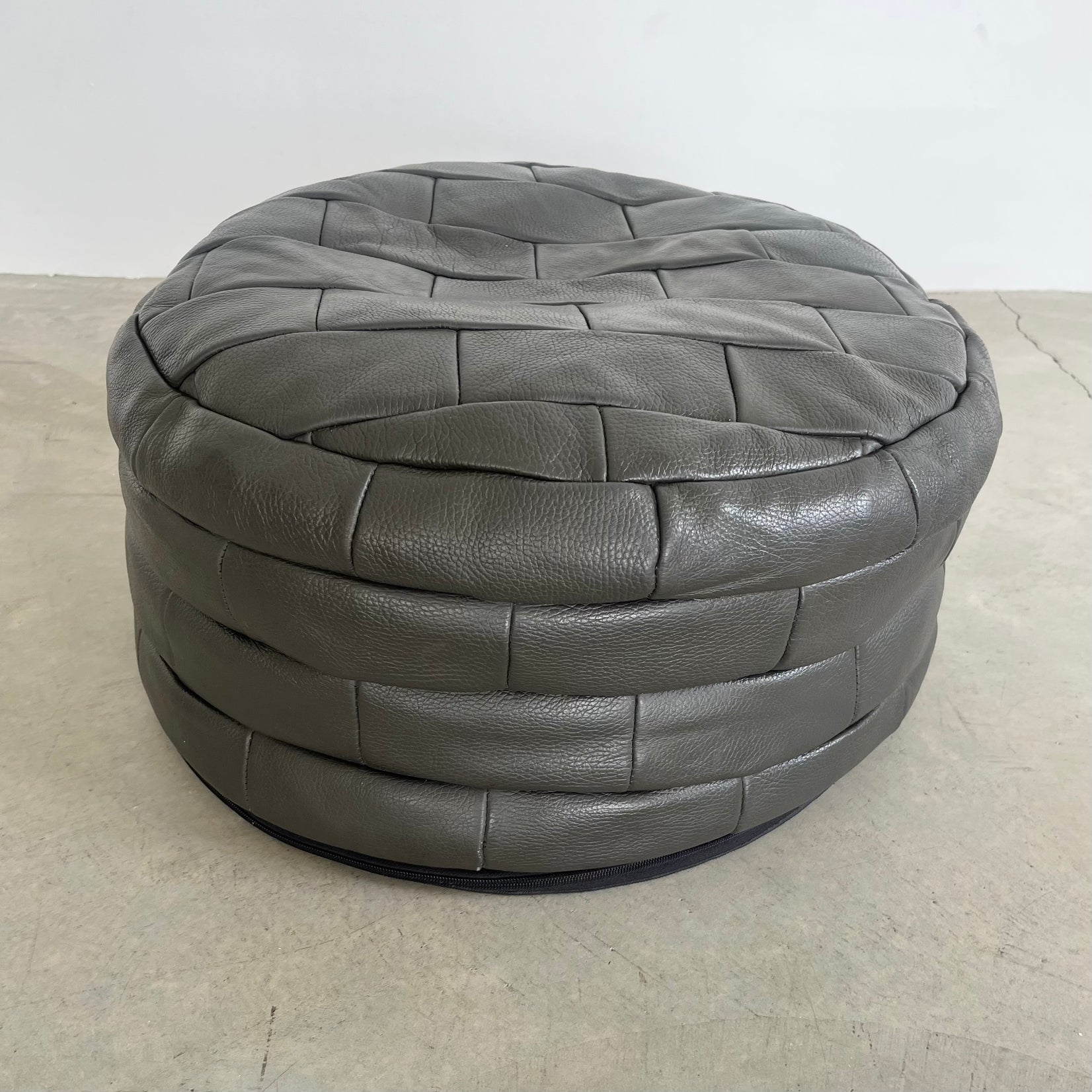 Grey Patchwork Ottoman