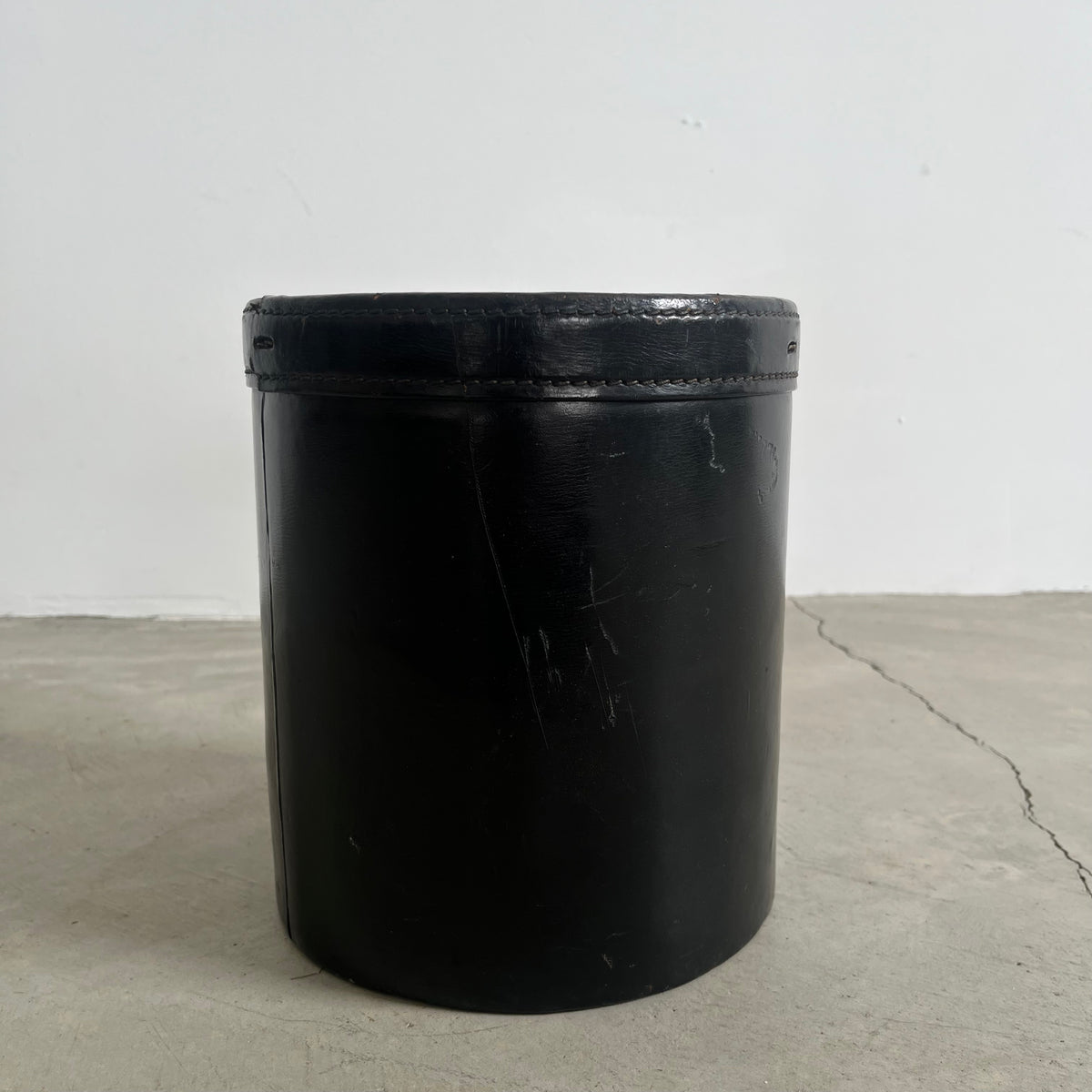 Saddle Leather Waste Basket