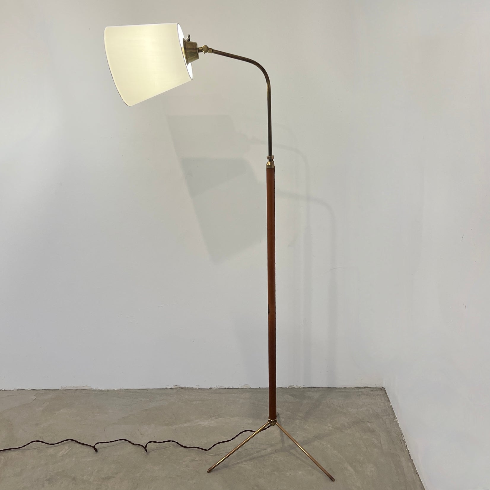 Tan Leather Floor Lamp