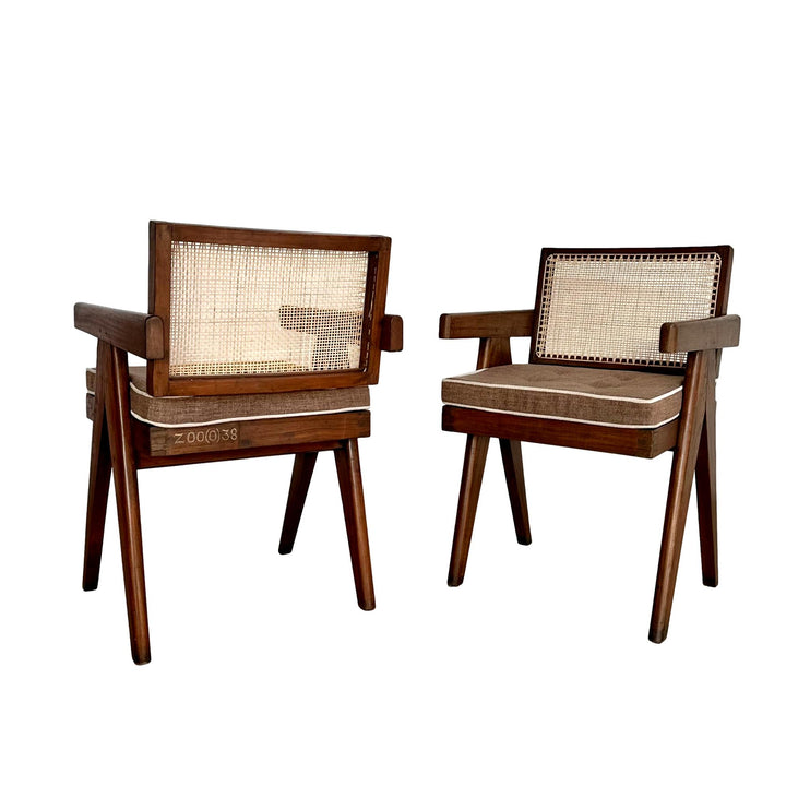 Pair of Pierre Jeanneret Floating Back V-Leg Office Chairs