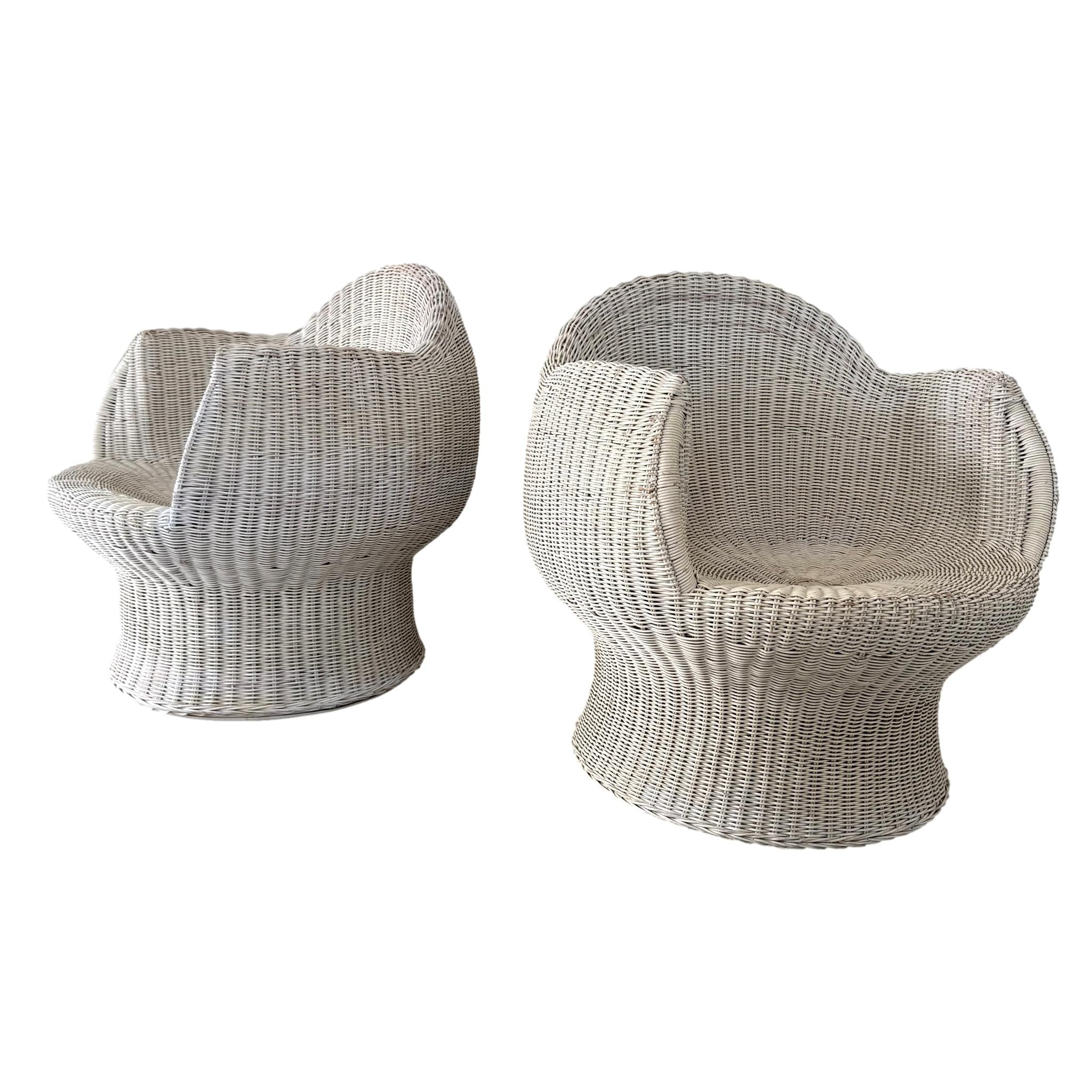 Pair of Wicker Sculptural Chairs