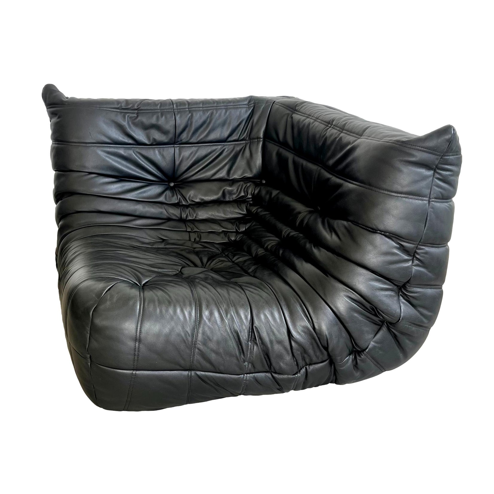 Black Leather Corner Togo Seat