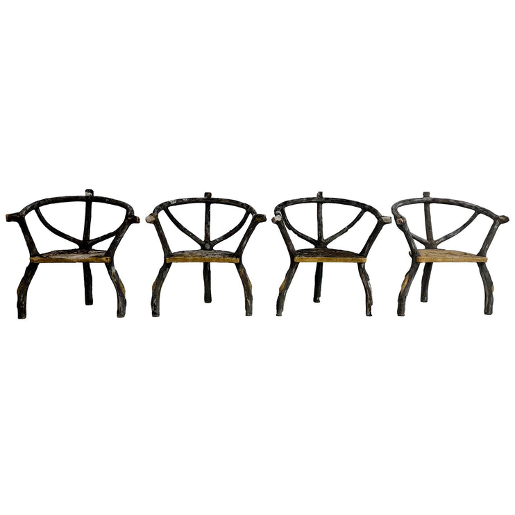 Set of 4 Faux Bois chairs, 1960s France