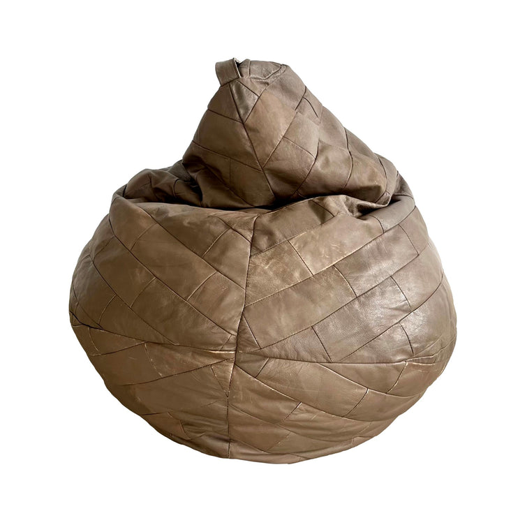 Gray Leather Patchwork Beanbag
