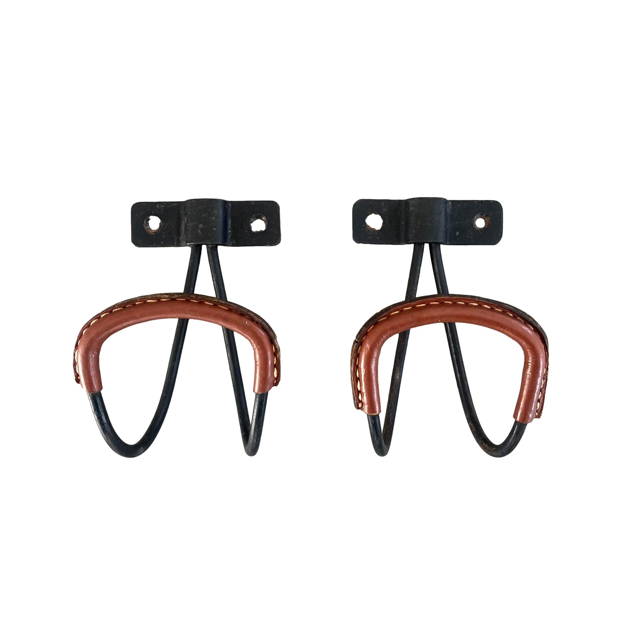 Iron and Leather Coat Hooks