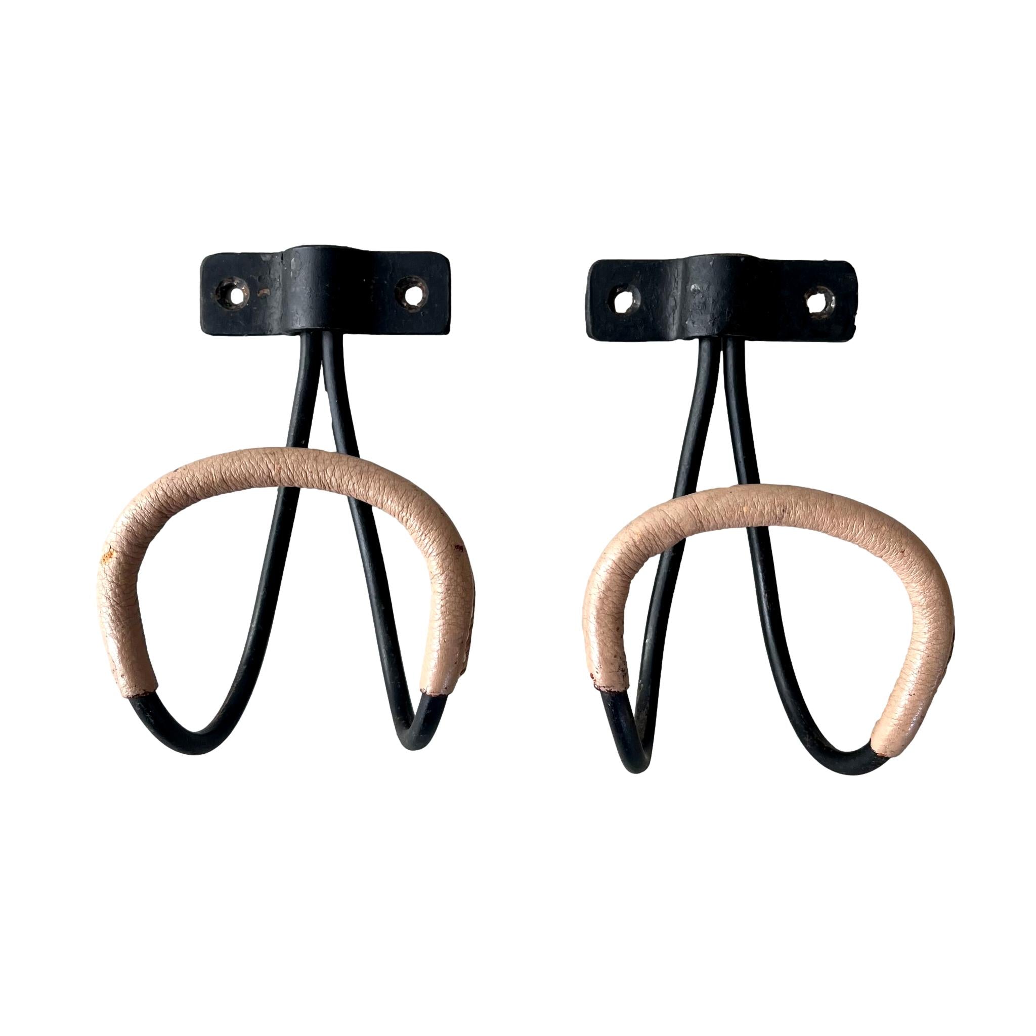 Iron and Leather Coat Hooks