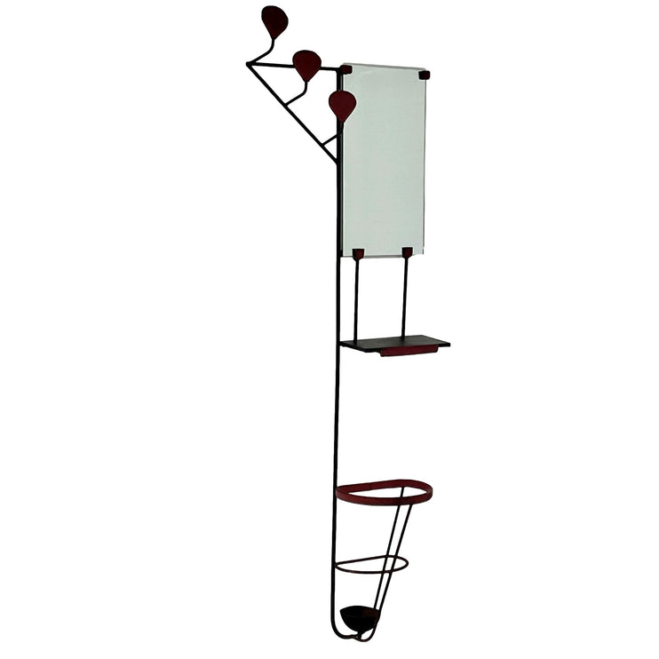 Jacques Adnet Leather and Glass Coat Rack, 1950s France