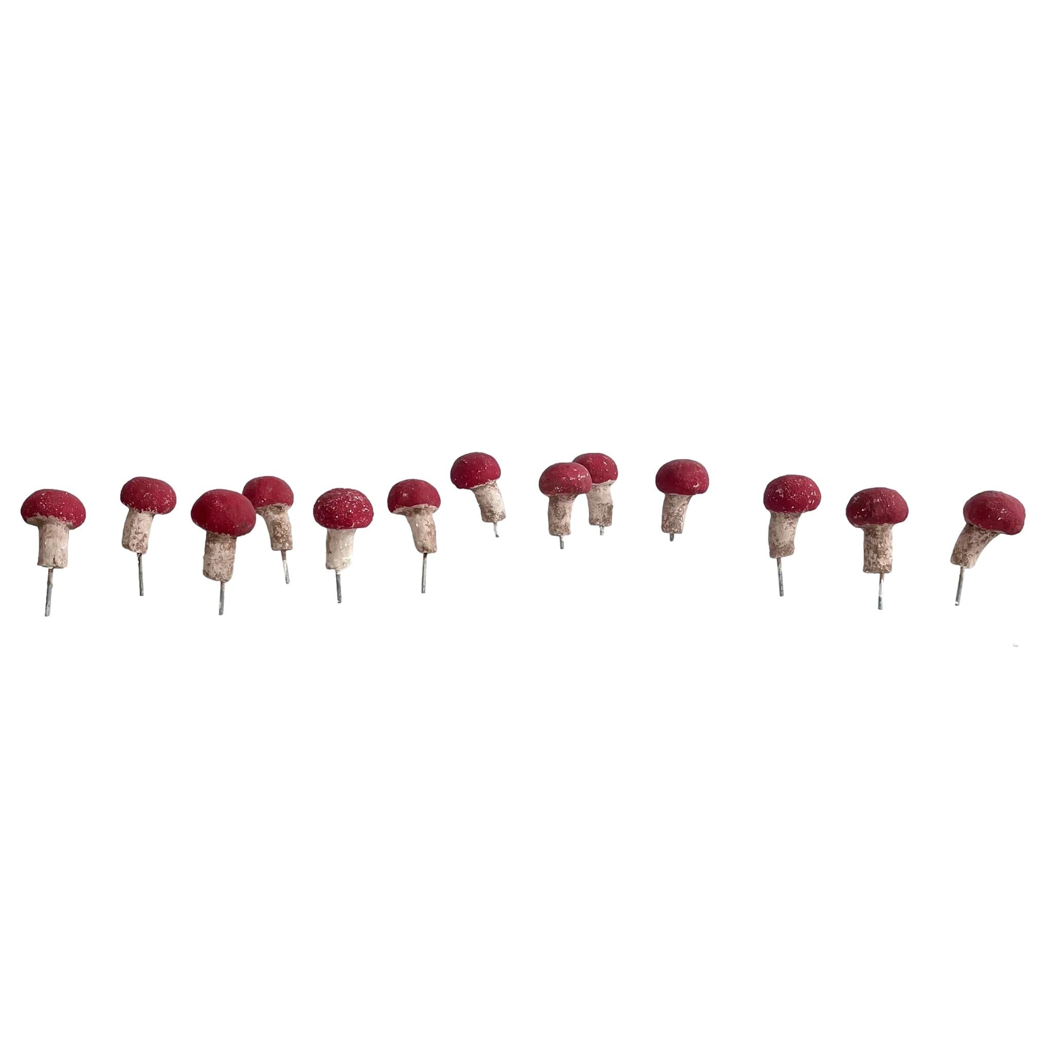 Set of 13 Concrete Mushrooms