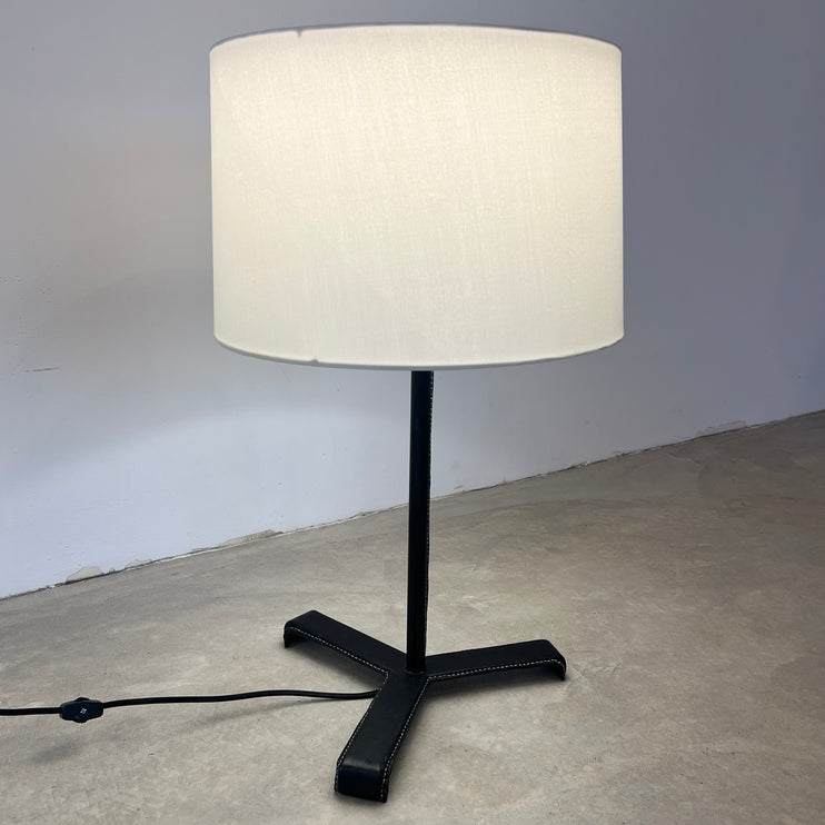 Pair of Black Leather Table Lamps