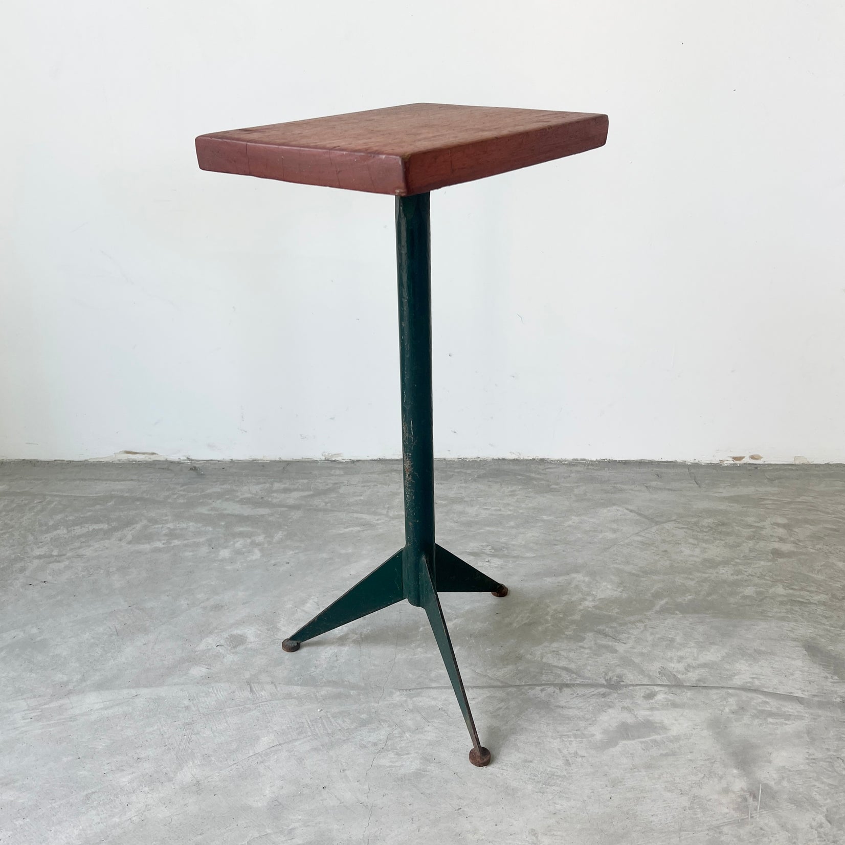 Prouve Style Wood and Metal Side Table