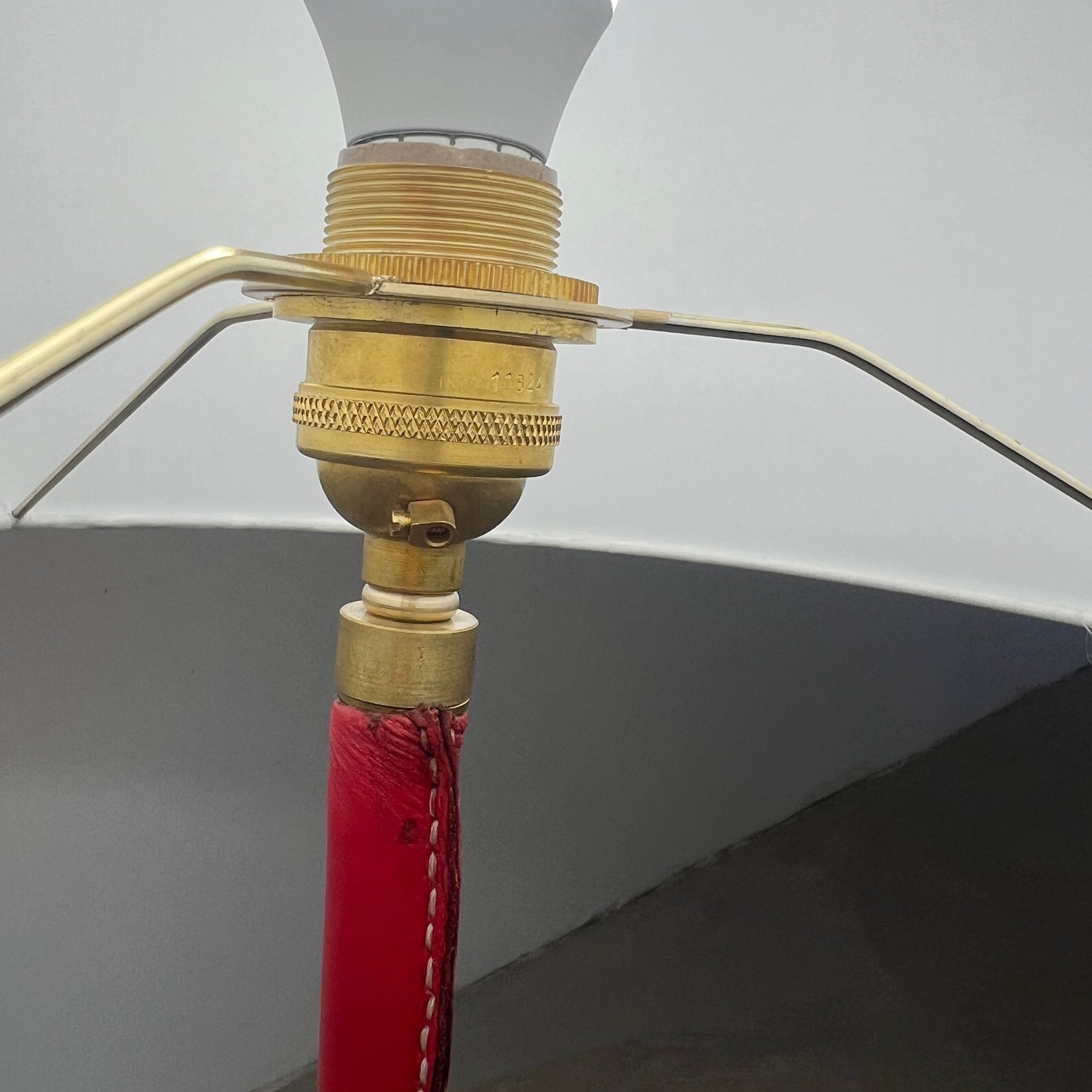 Pair of Red Leather Table Lamps