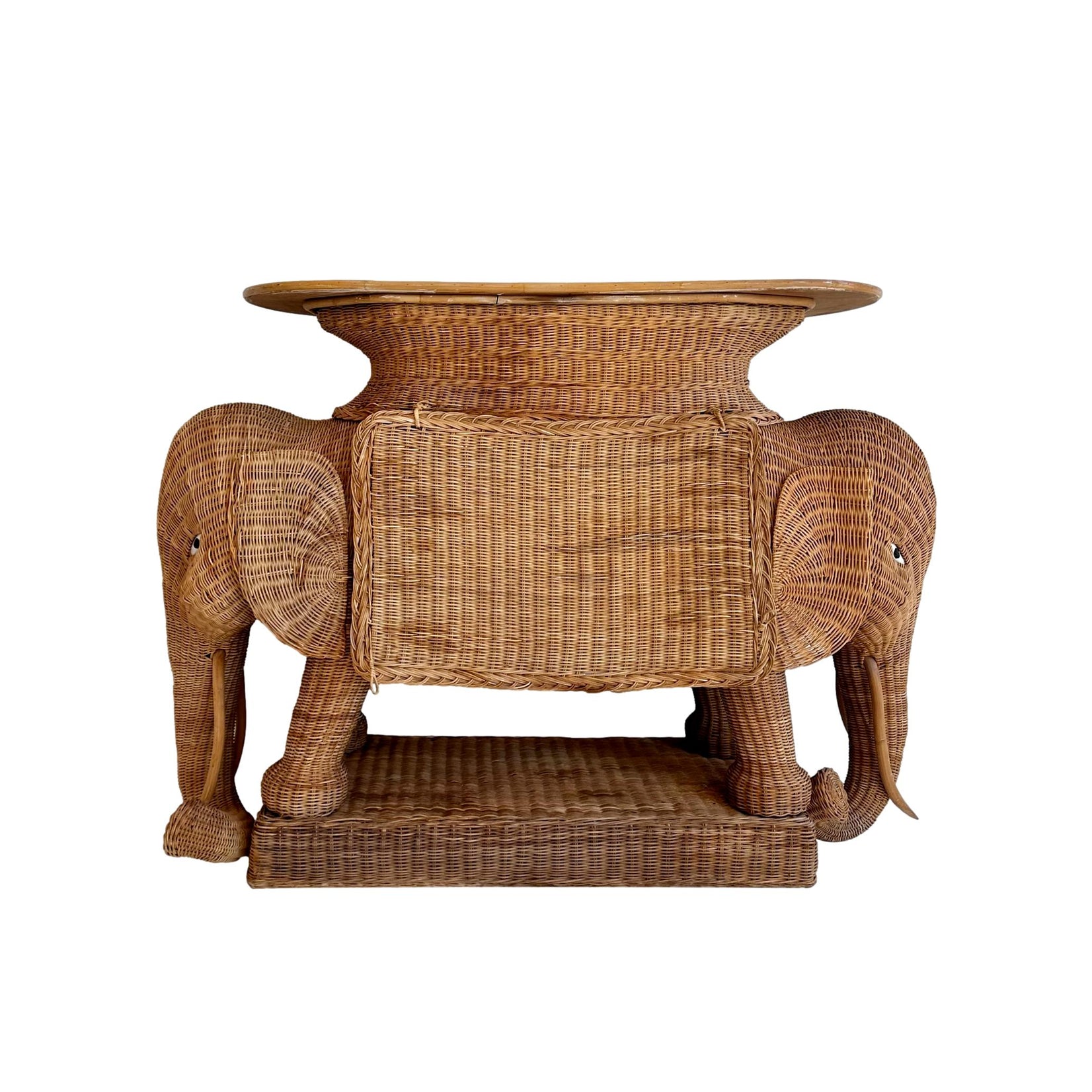 Wicker and Rattan Elephant Console Table