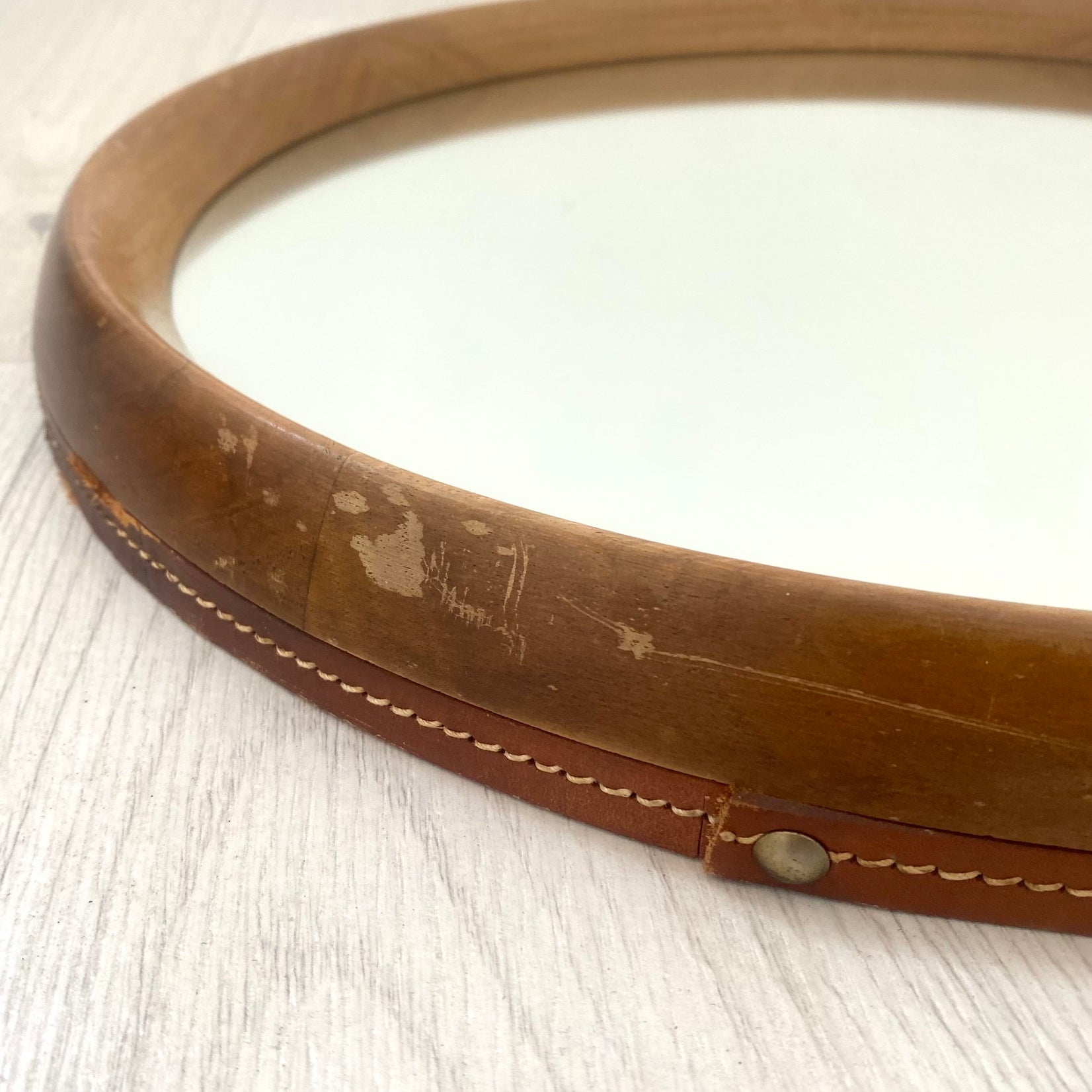 Round Teak Mirror