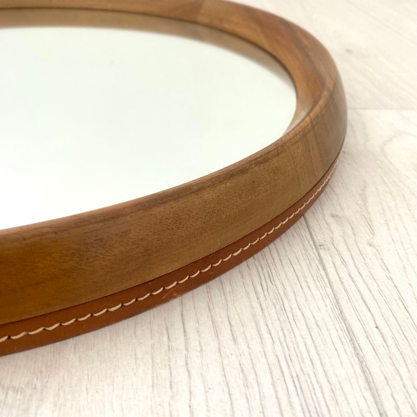 Round Teak Mirror