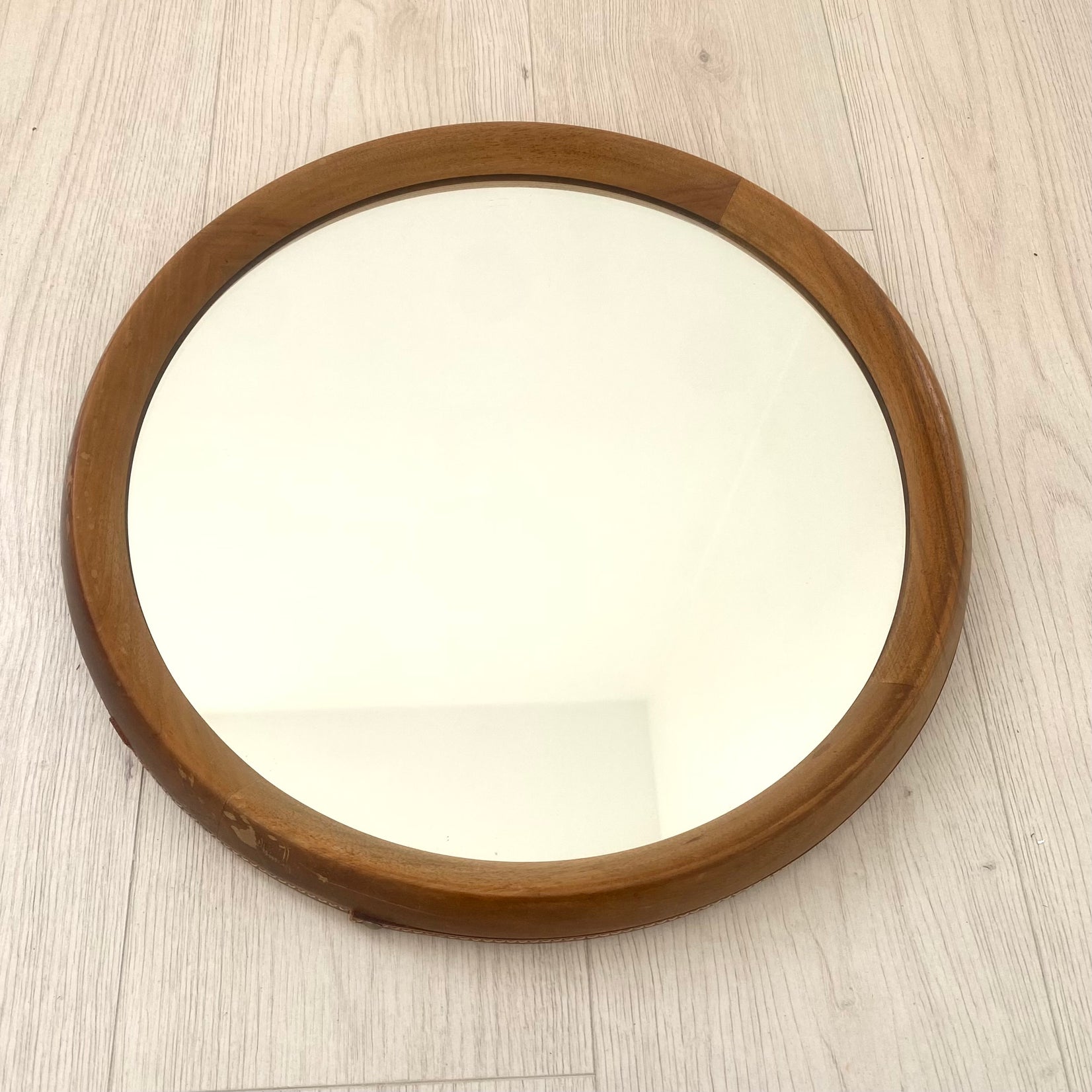 Round Teak Mirror