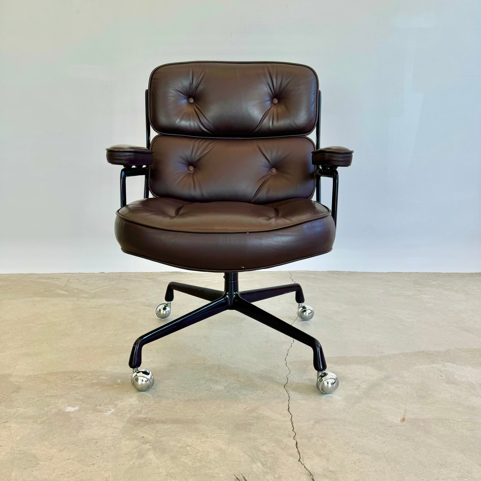 Eames Time Life Chair in Eggplant Leather for Herman Miller