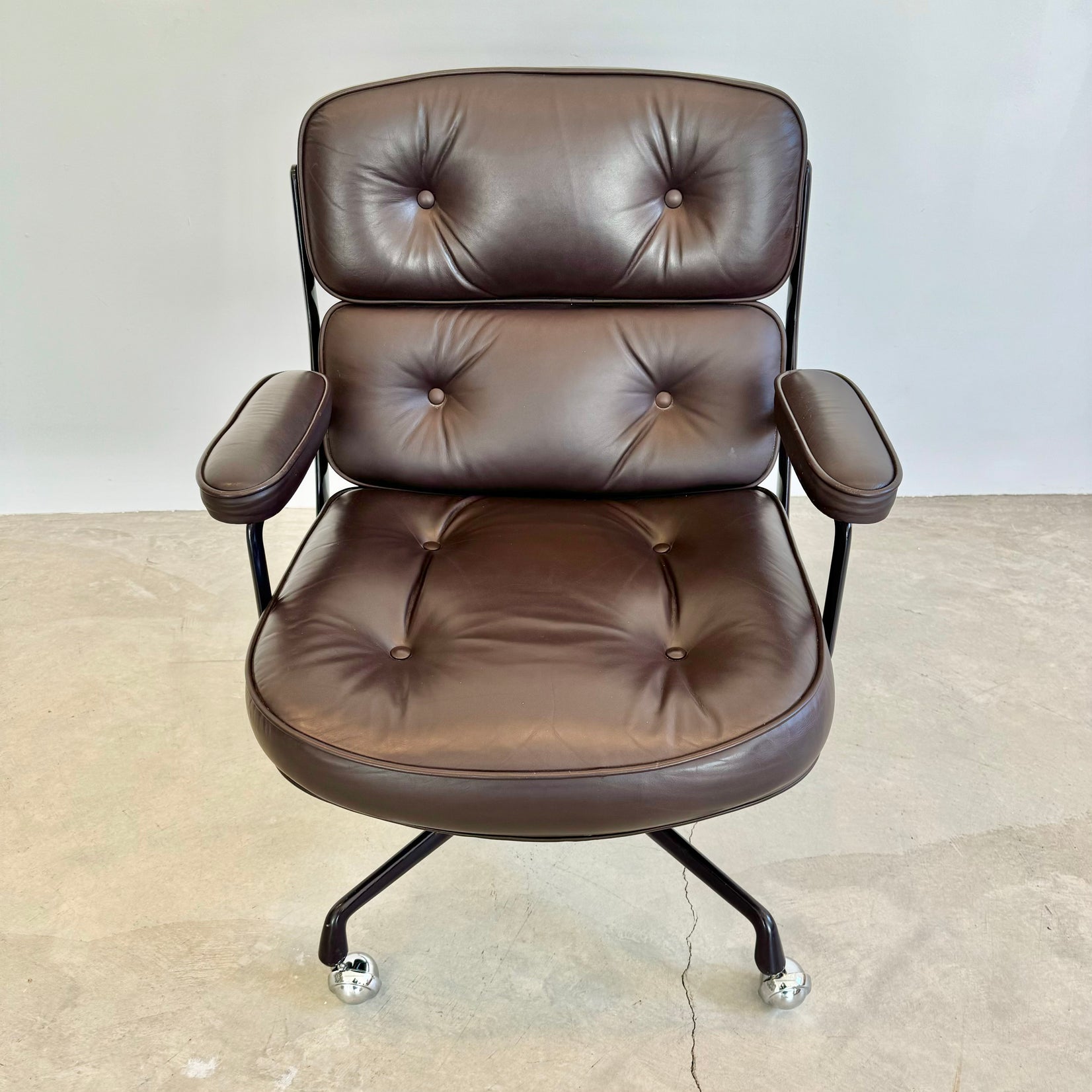 Eames Time Life Chair in Eggplant Leather for Herman Miller