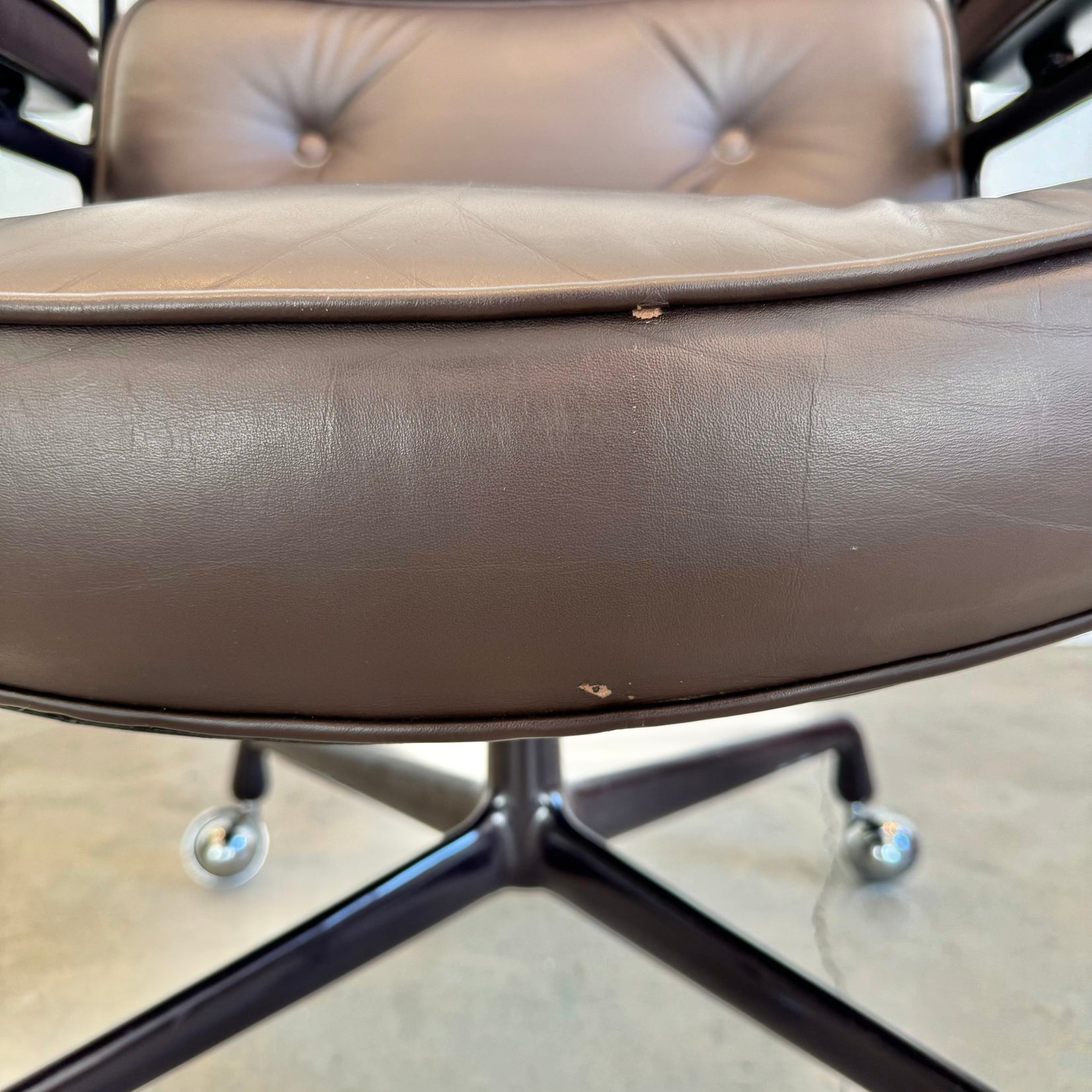 Eames Time Life Chair in Eggplant Leather for Herman Miller