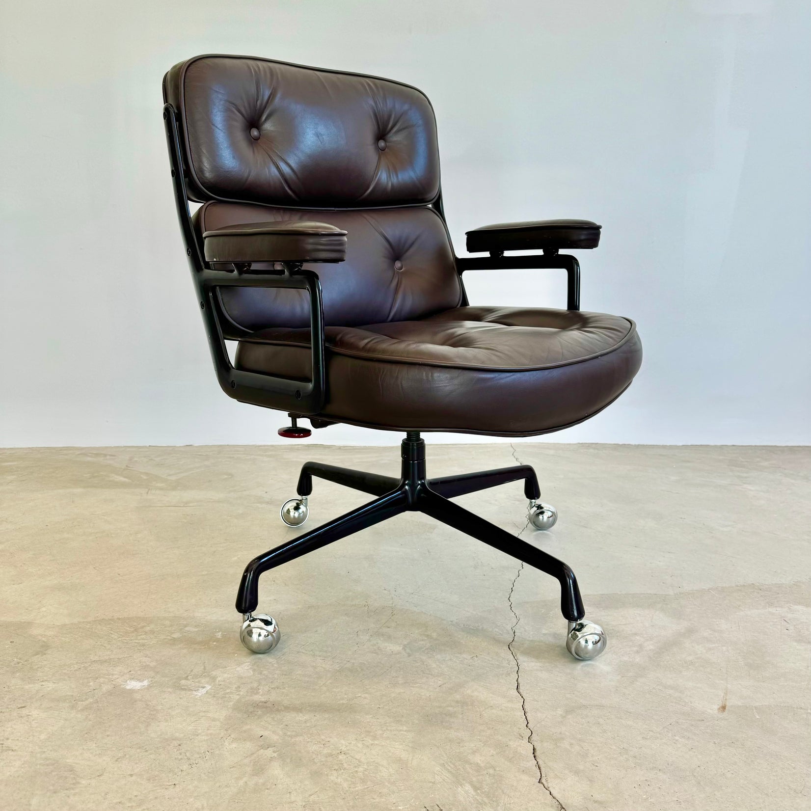 Eames Time Life Chair in Eggplant Leather for Herman Miller