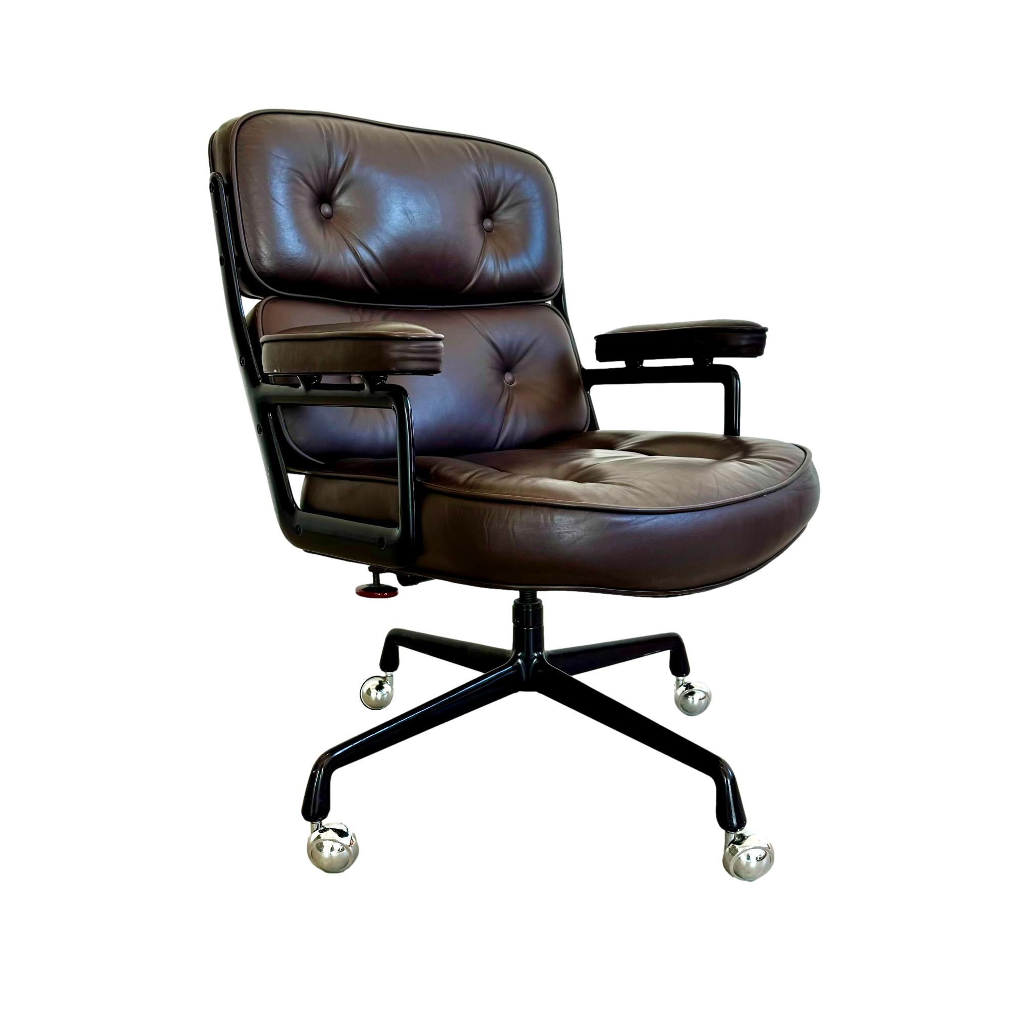 Eames Time Life Chair in Eggplant Leather for Herman Miller