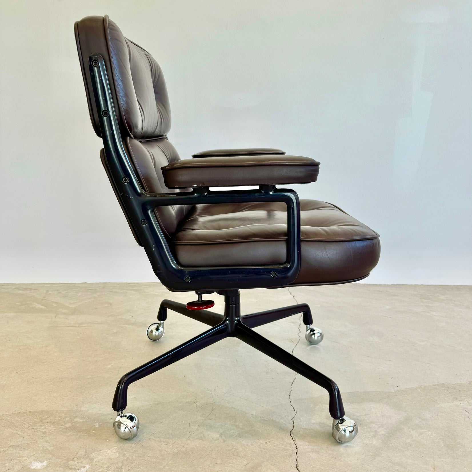 Eames Time Life Chair in Eggplant Leather for Herman Miller