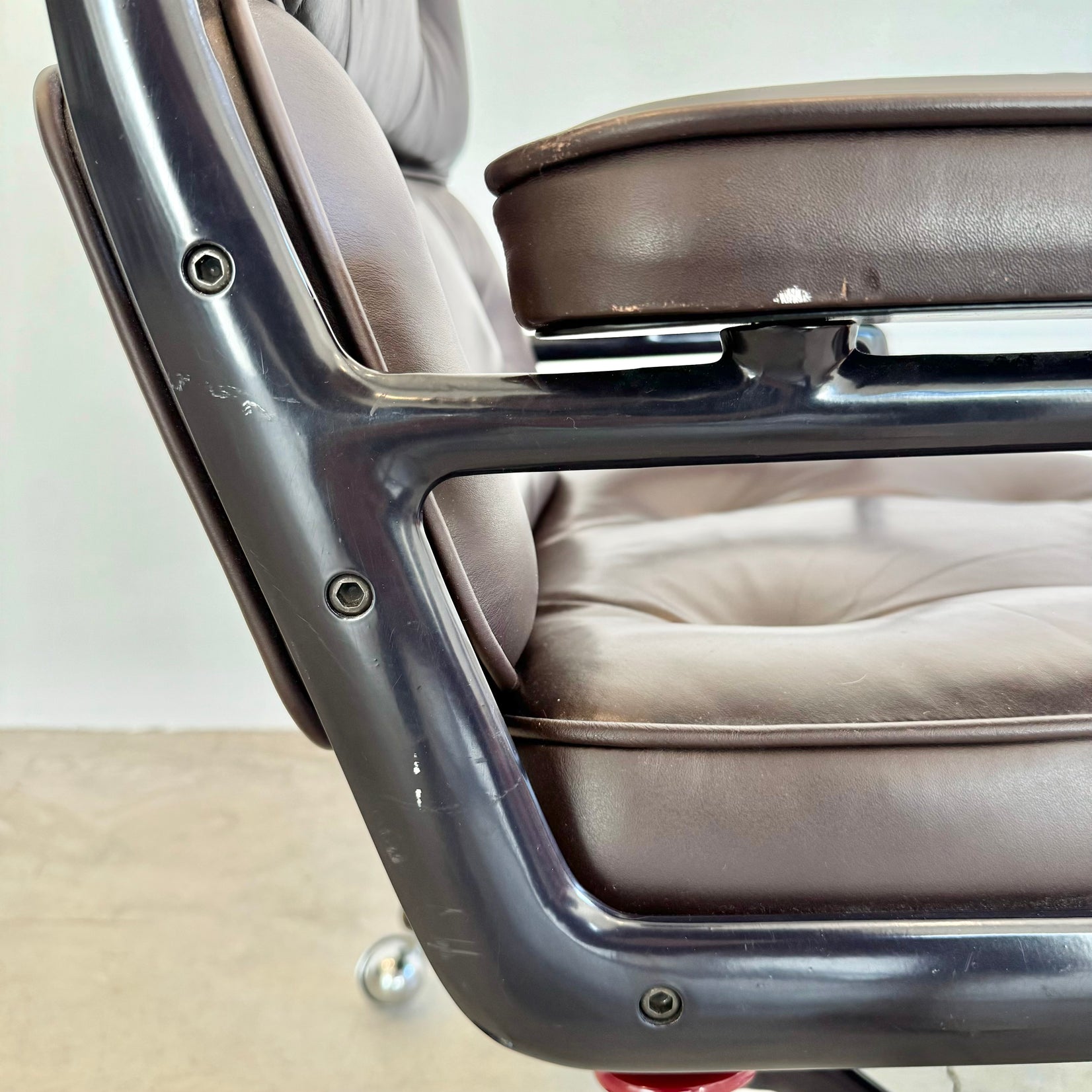 Eames Time Life Chair in Eggplant Leather for Herman Miller