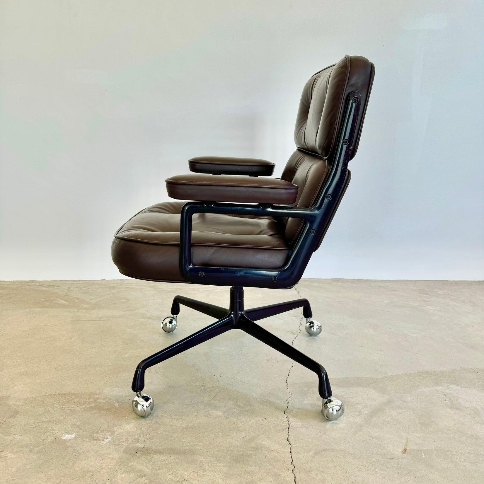 Eames Time Life Chair in Eggplant Leather for Herman Miller