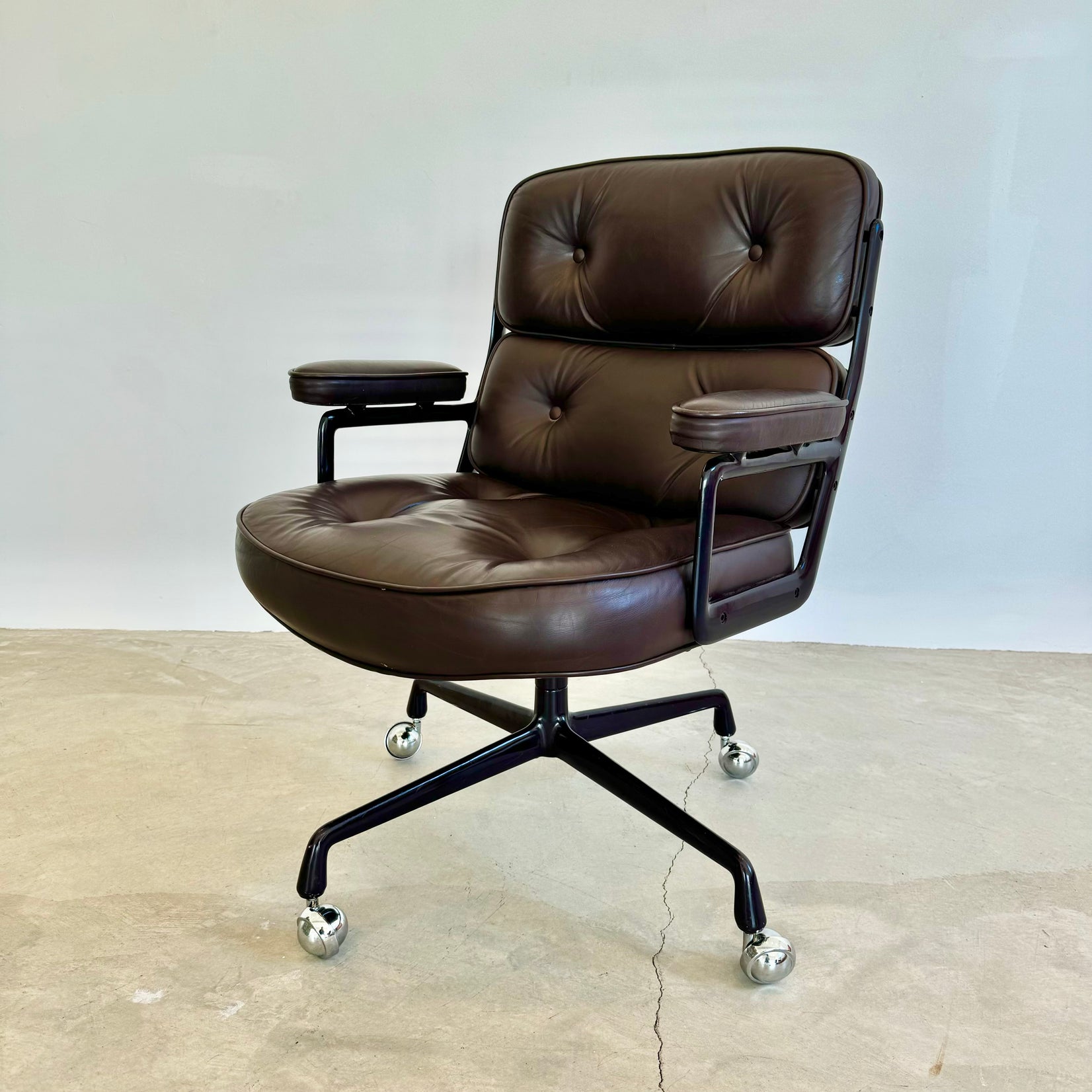 Eames Time Life Chair in Eggplant Leather for Herman Miller