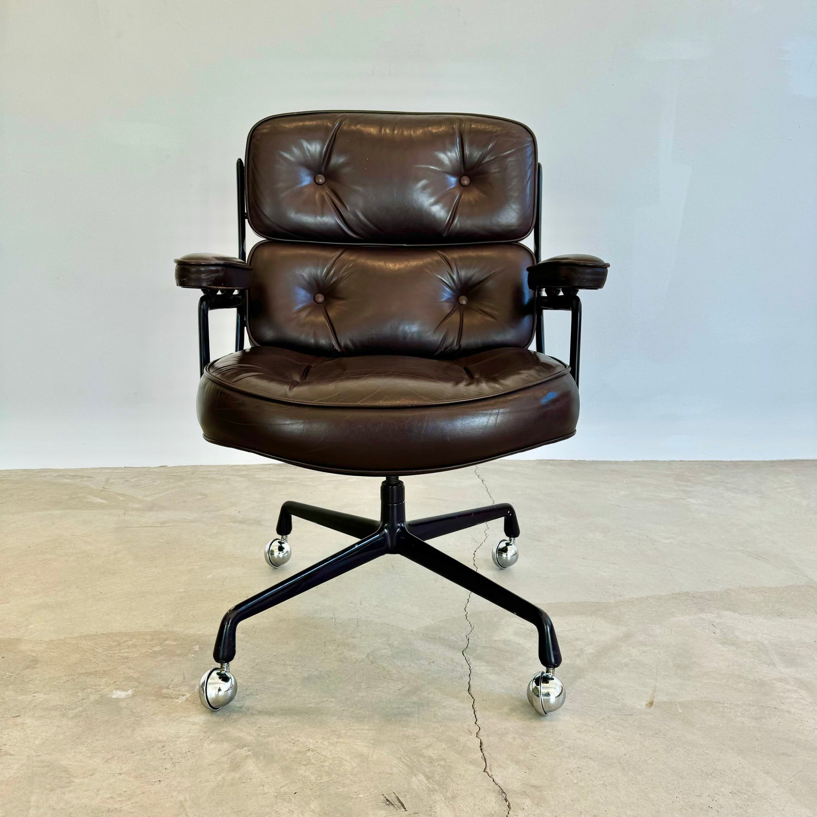 Eames Time Life Chair in Eggplant Leather for Herman Miller