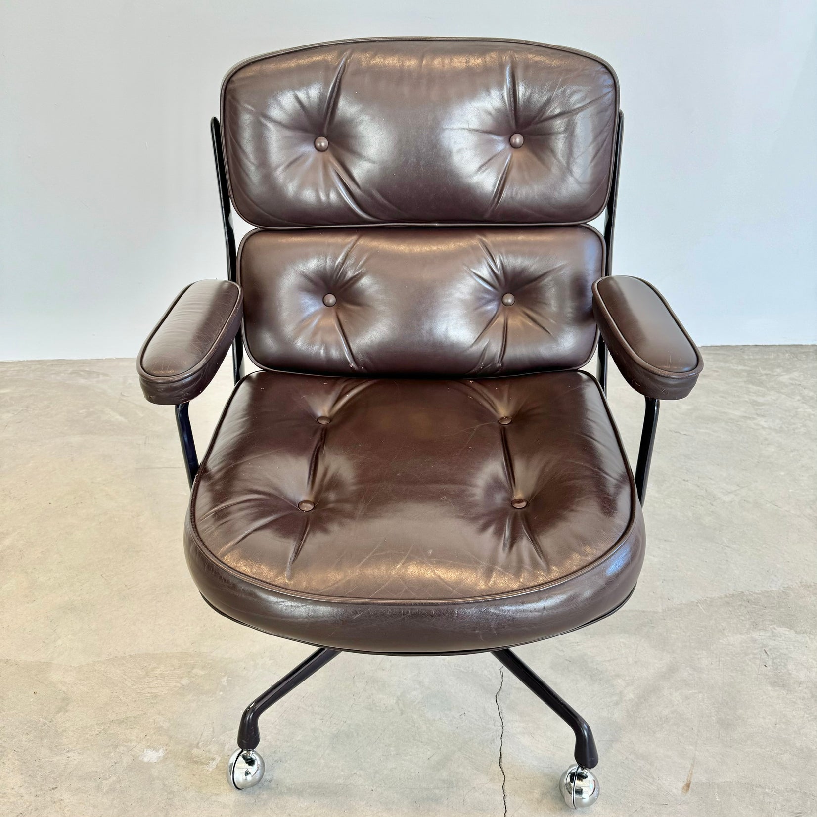 Eames Time Life Chair in Eggplant Leather for Herman Miller