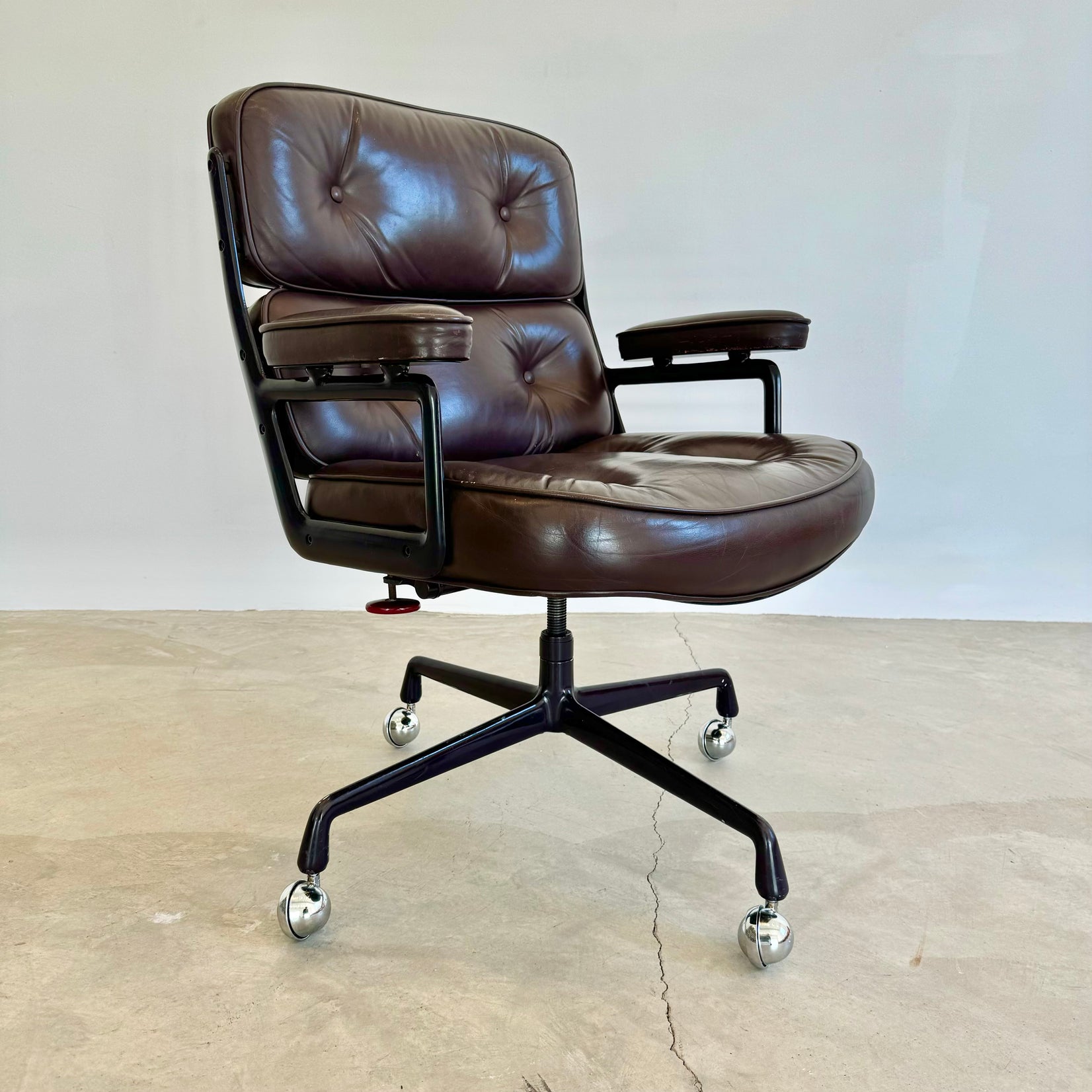 Eames Time Life Chair in Eggplant Leather for Herman Miller