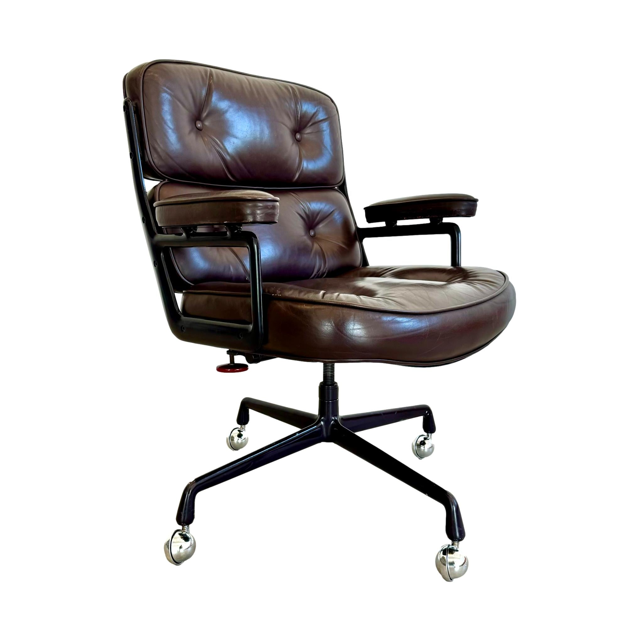 Eames Time Life Chair in Eggplant Leather for Herman Miller