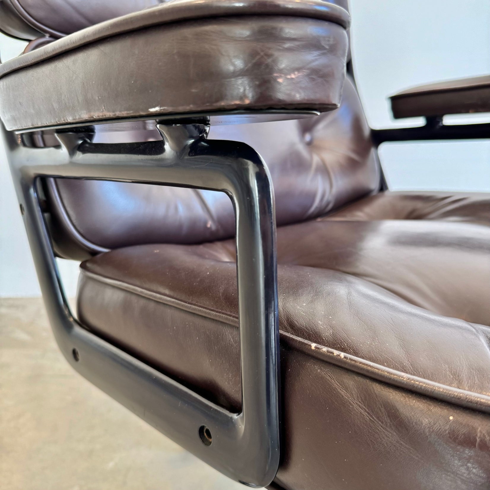 Eames Time Life Chair in Eggplant Leather for Herman Miller