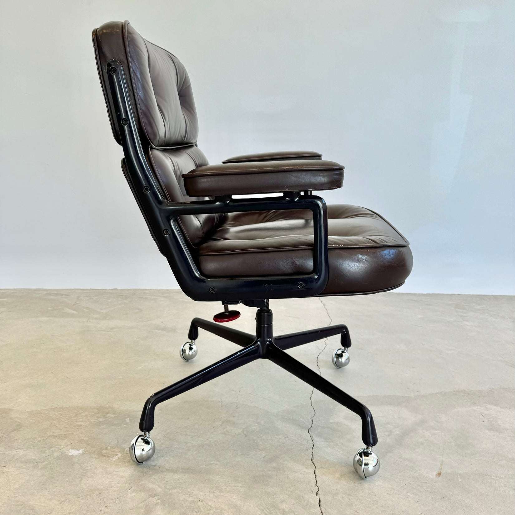 Eames Time Life Chair in Eggplant Leather for Herman Miller