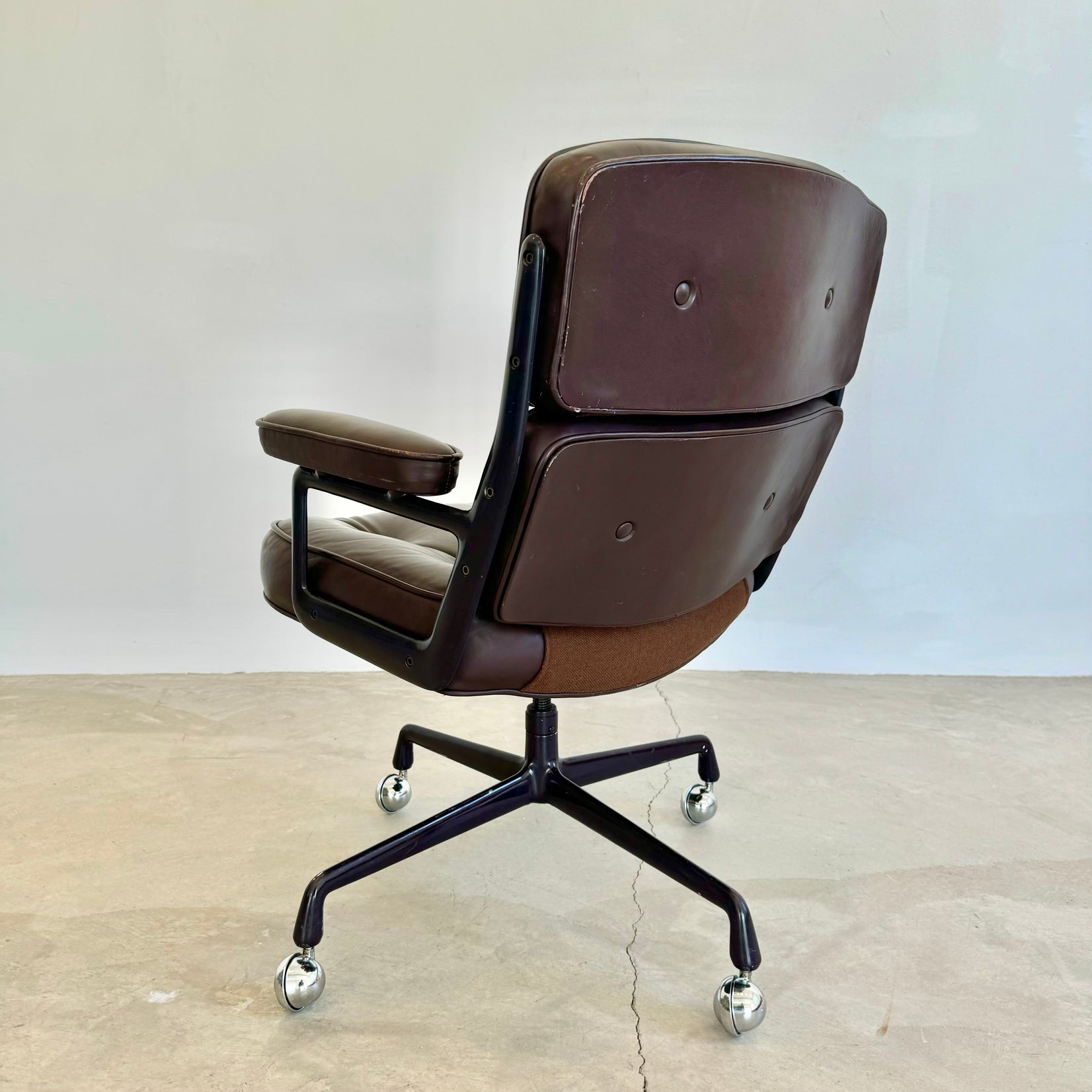 Eames Time Life Chair in Eggplant Leather for Herman Miller