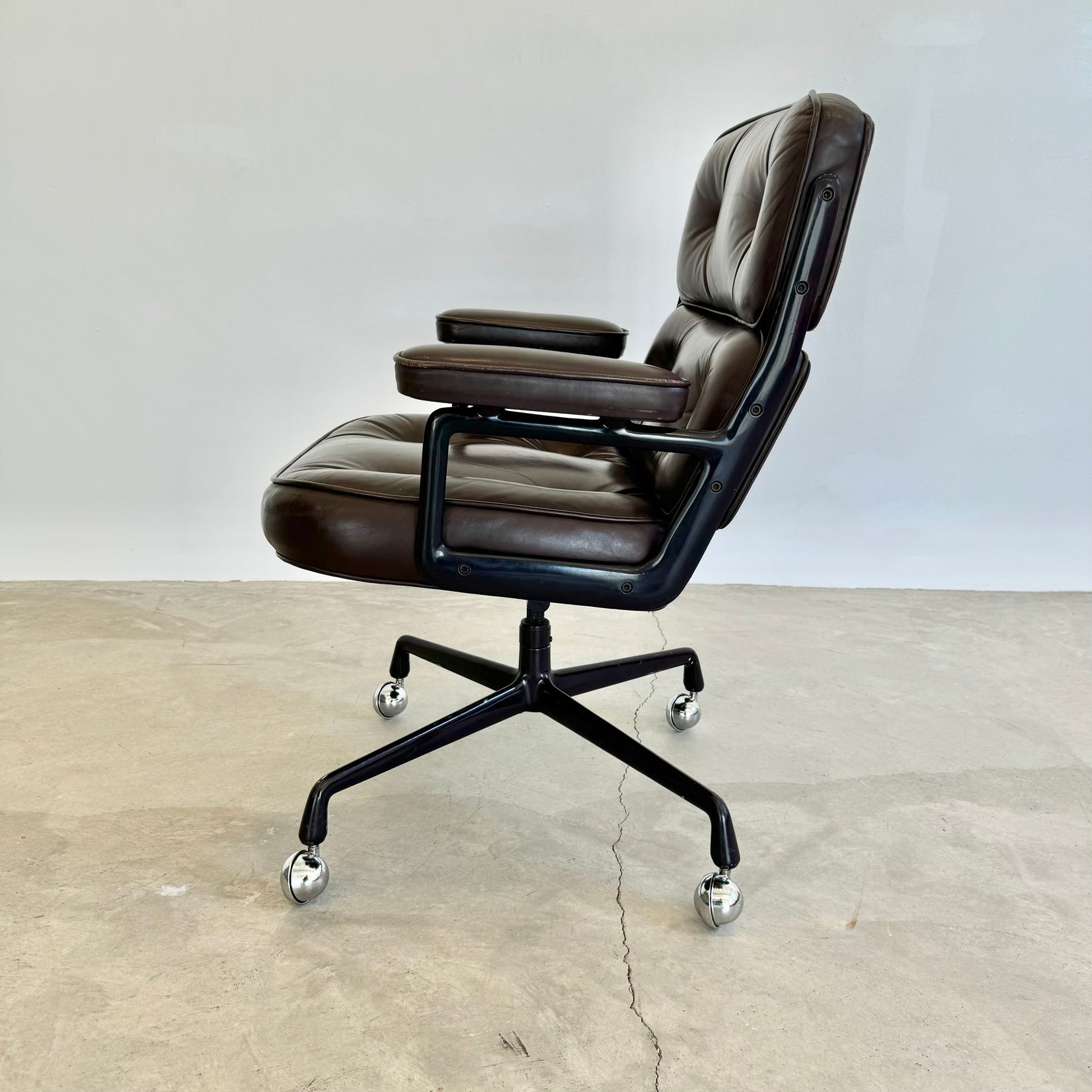 Eames Time Life Chair in Eggplant Leather for Herman Miller