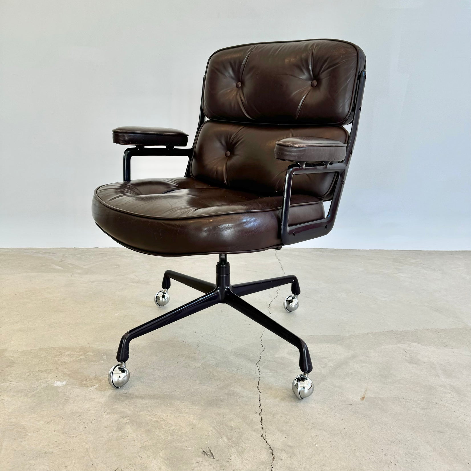 Eames Time Life Chair in Eggplant Leather for Herman Miller