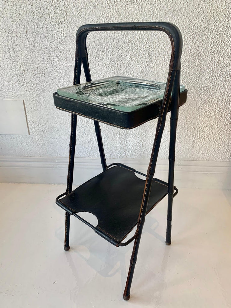 Jacques Adnet Leather Side Table or Catchall, 1950s France