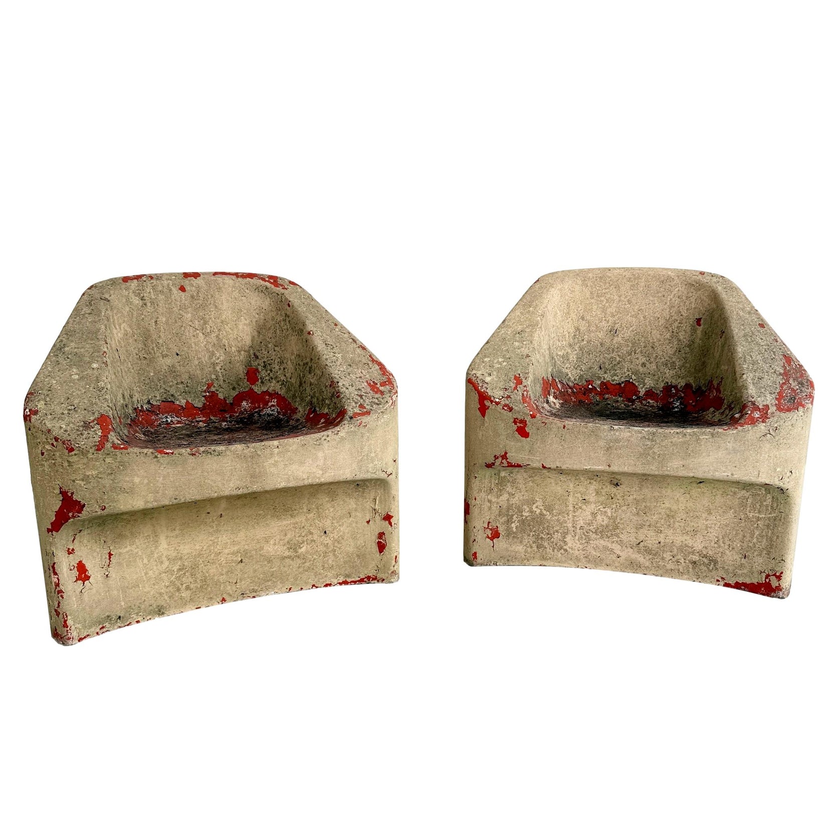 Pair of Sculptural Concrete Chairs