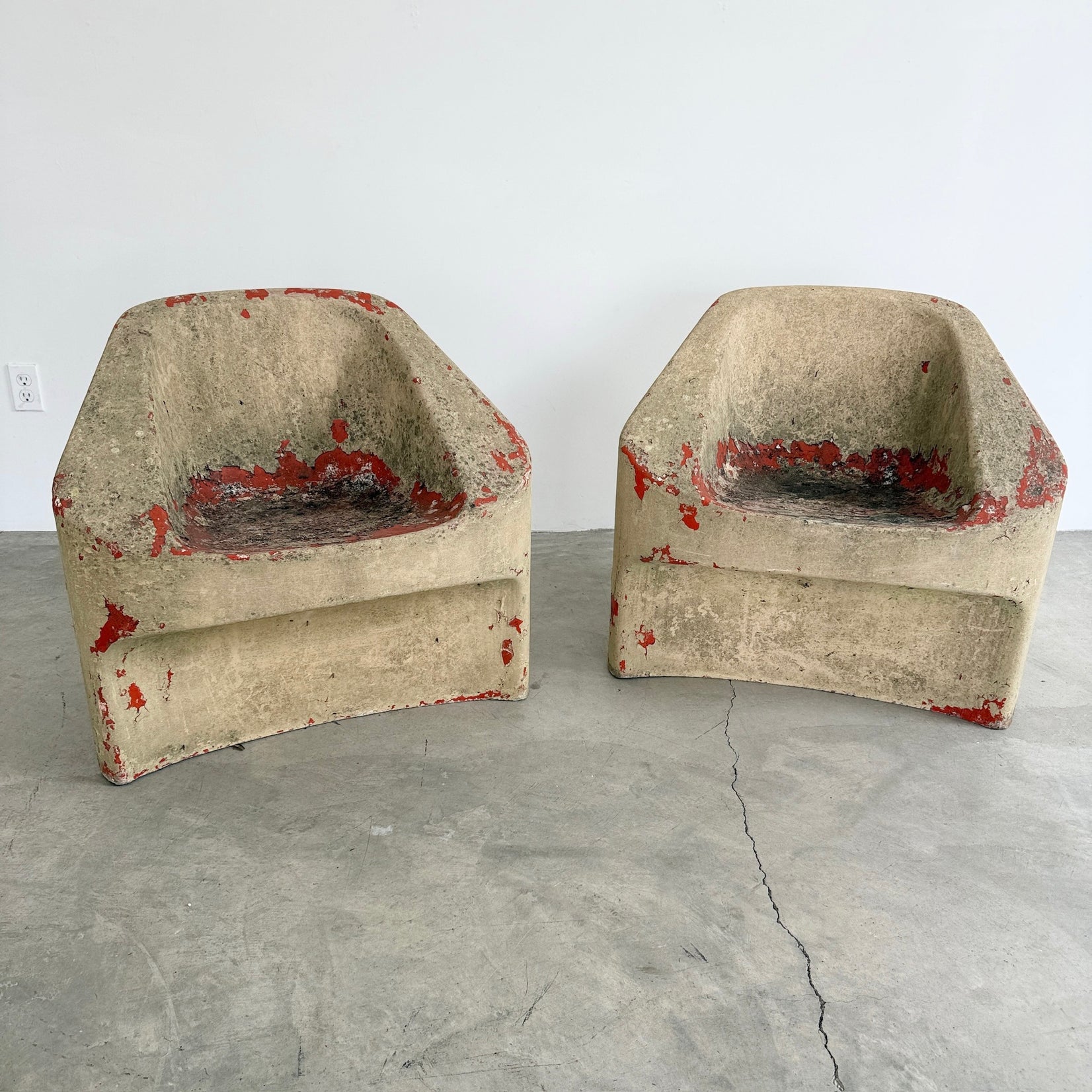 Pair of Sculptural Concrete Chairs