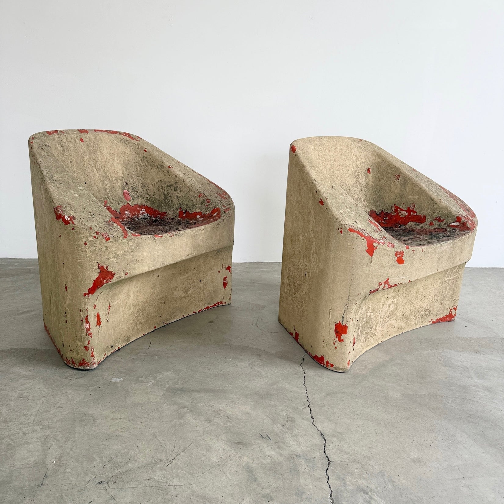 Pair of Sculptural Concrete Chairs