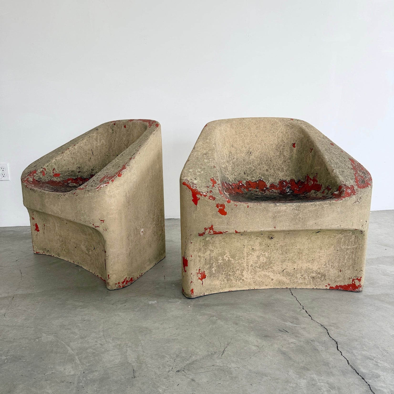 Pair of Sculptural Concrete Chairs