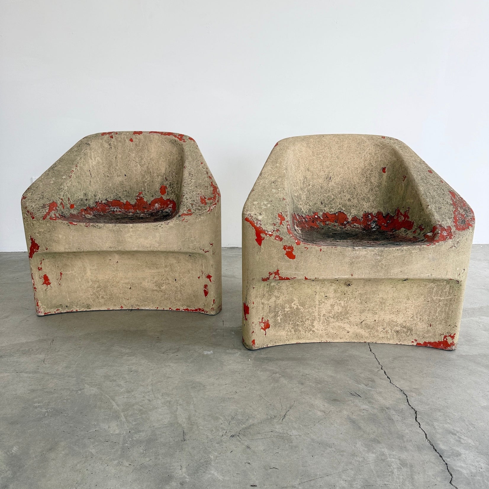 Pair of Sculptural Concrete Chairs