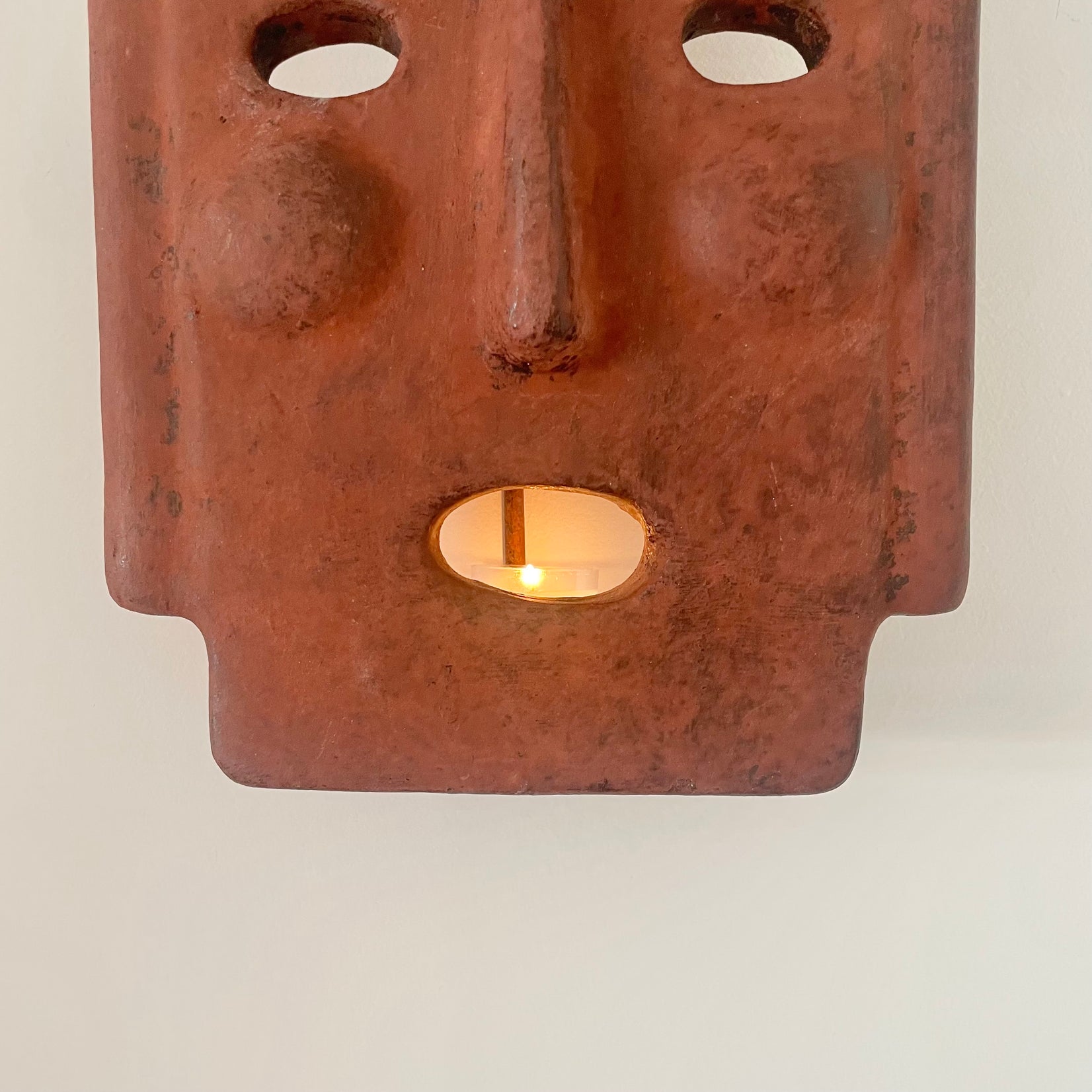 Candle Lit Mask Sconce, 1960s Italy