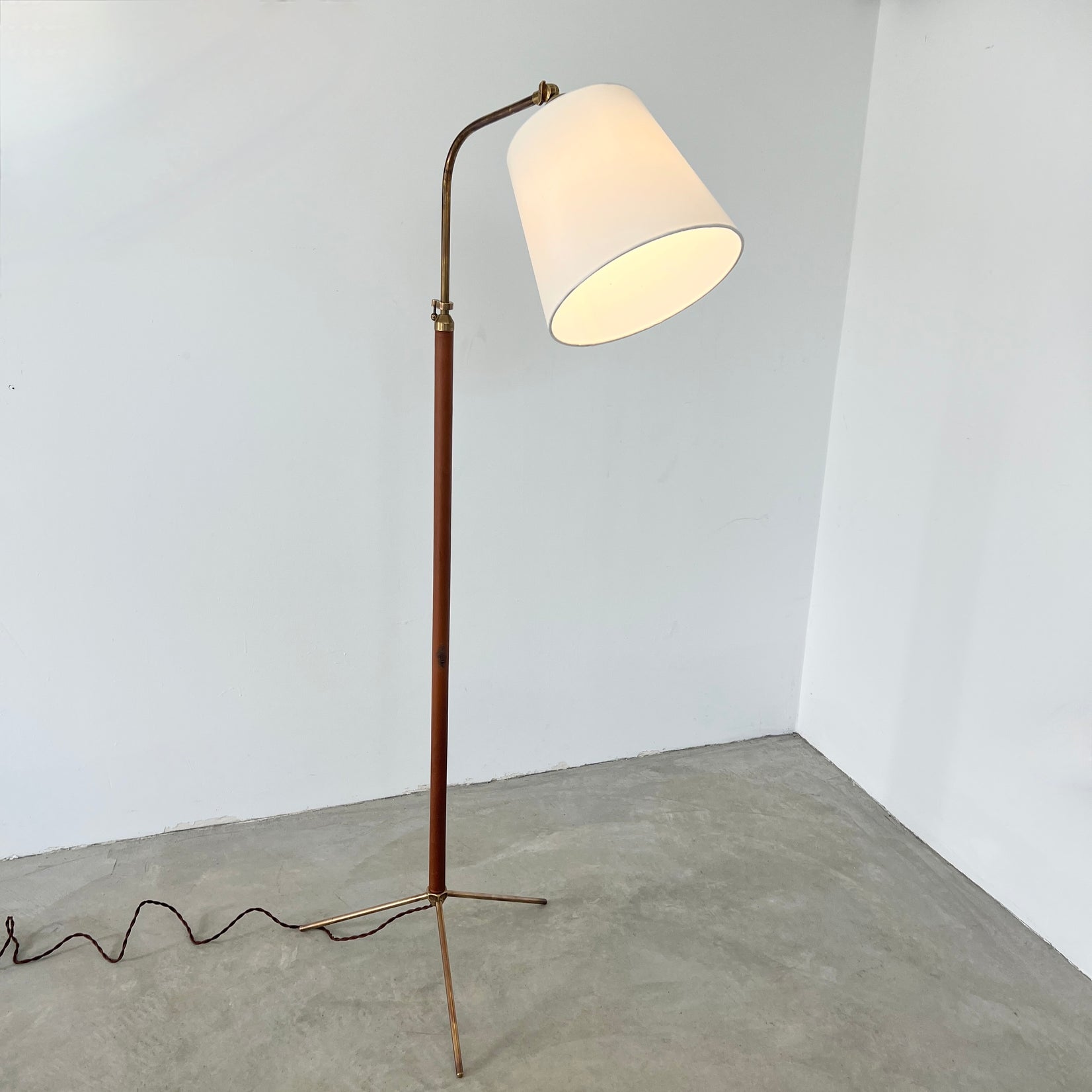 Tan Leather Floor Lamp