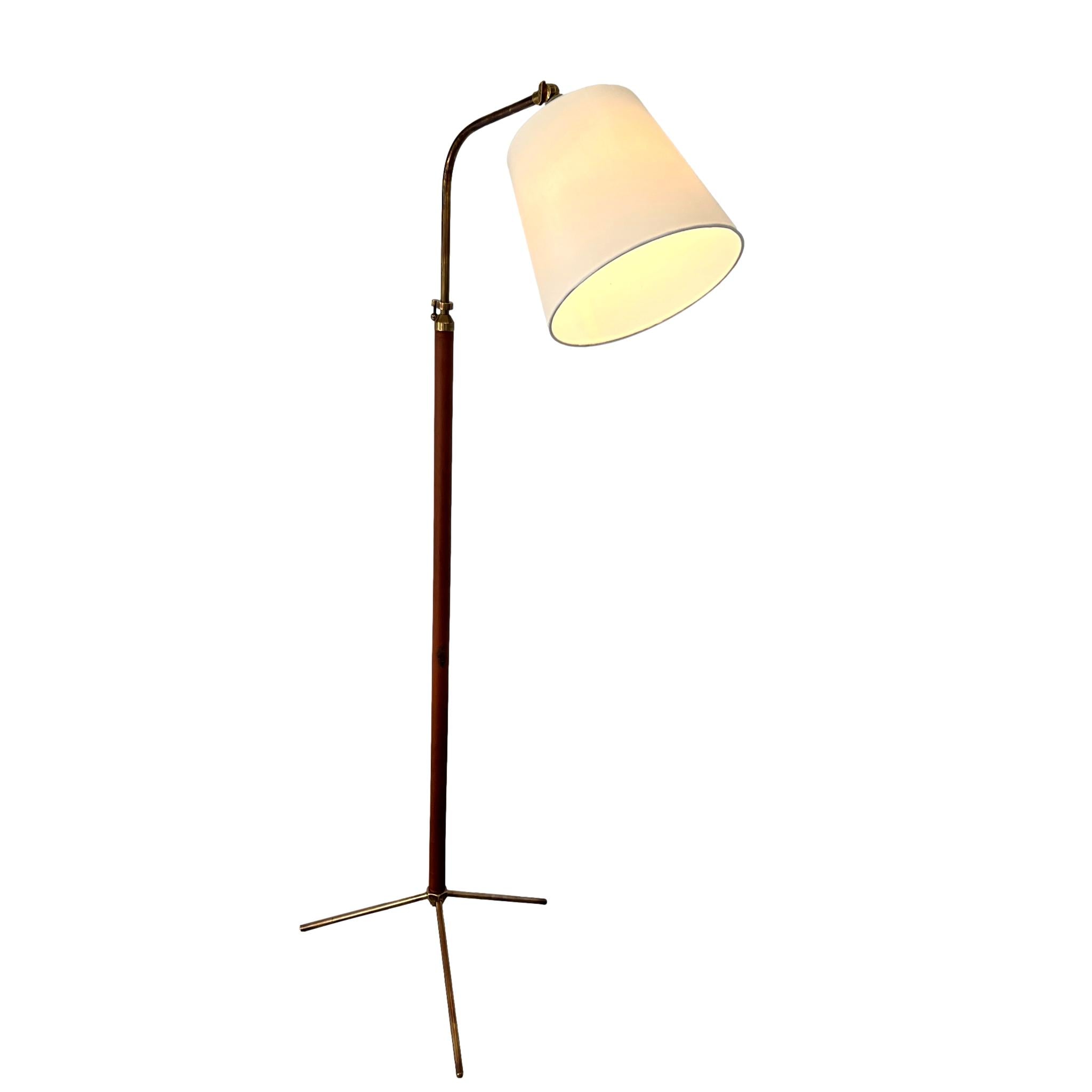 Tan Leather Floor Lamp